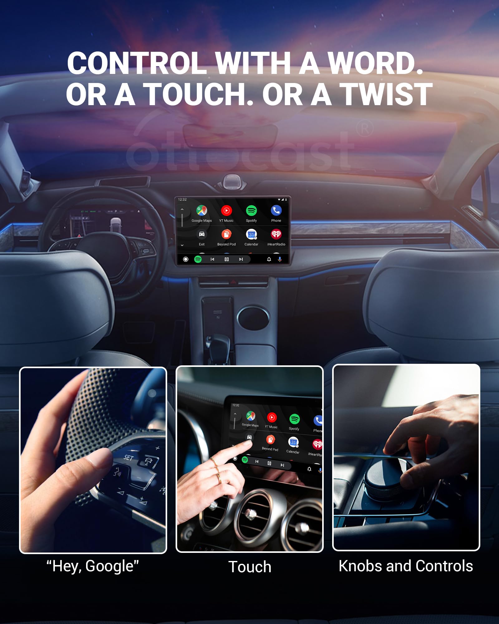 Ottocast Android Auto Wireless Adapter For Car - 2025 Version, Wired To Wireless Dongle, Dual-Band Wifi, Low Latency, Online Upd