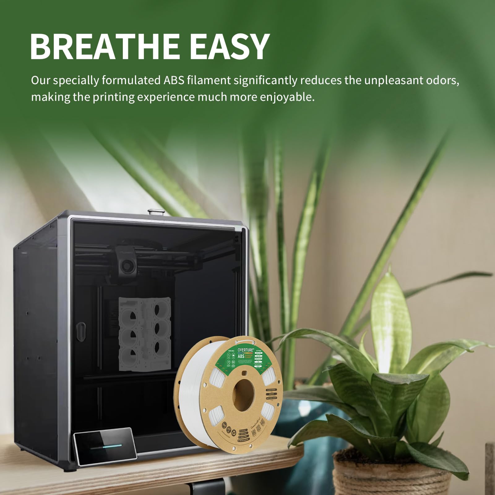 Overture Abs Filament 1.75Mm, Abs 1Kg Spool (2.2Lbs),3D Printer Filament,Dimensional Accuracy +/  0.03Mm, Fit Most Fdm Printer(W