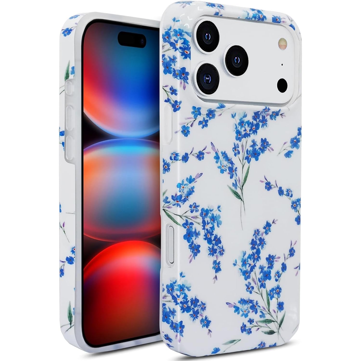 J.west Floral Compatible with iPhone 17 Pro Max Case 6.9, Soft TPU Flower Pattern Design, Shockproof Bumper for Women & Girls Bl