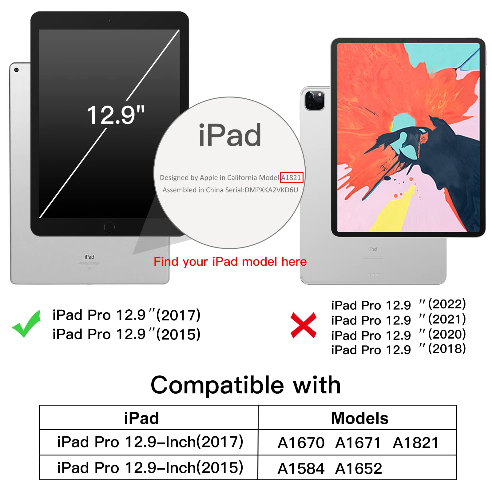 Jetech Case For Ipad Pro 12.9 Inch (1St And 2Nd Generation, 2015 And 2017 Model), Auto Wake/Sleep (Black)