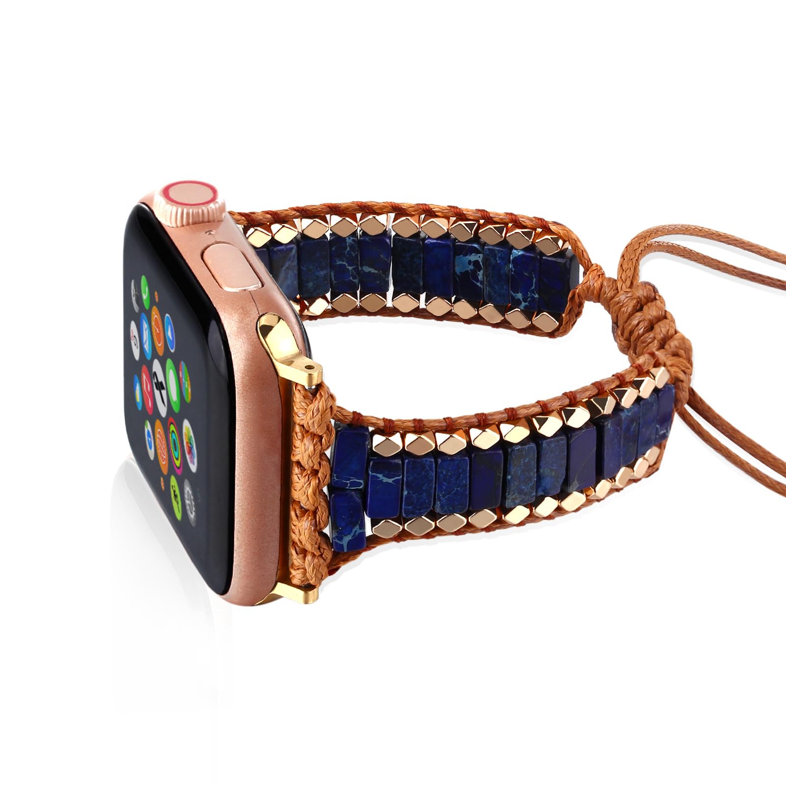 Fivoilin Boho Beaded Bracelet Compatible with Apple Watch Band 38mm 40mm 41mm Women, Handmade Natural Stone Braided Apple Watch 