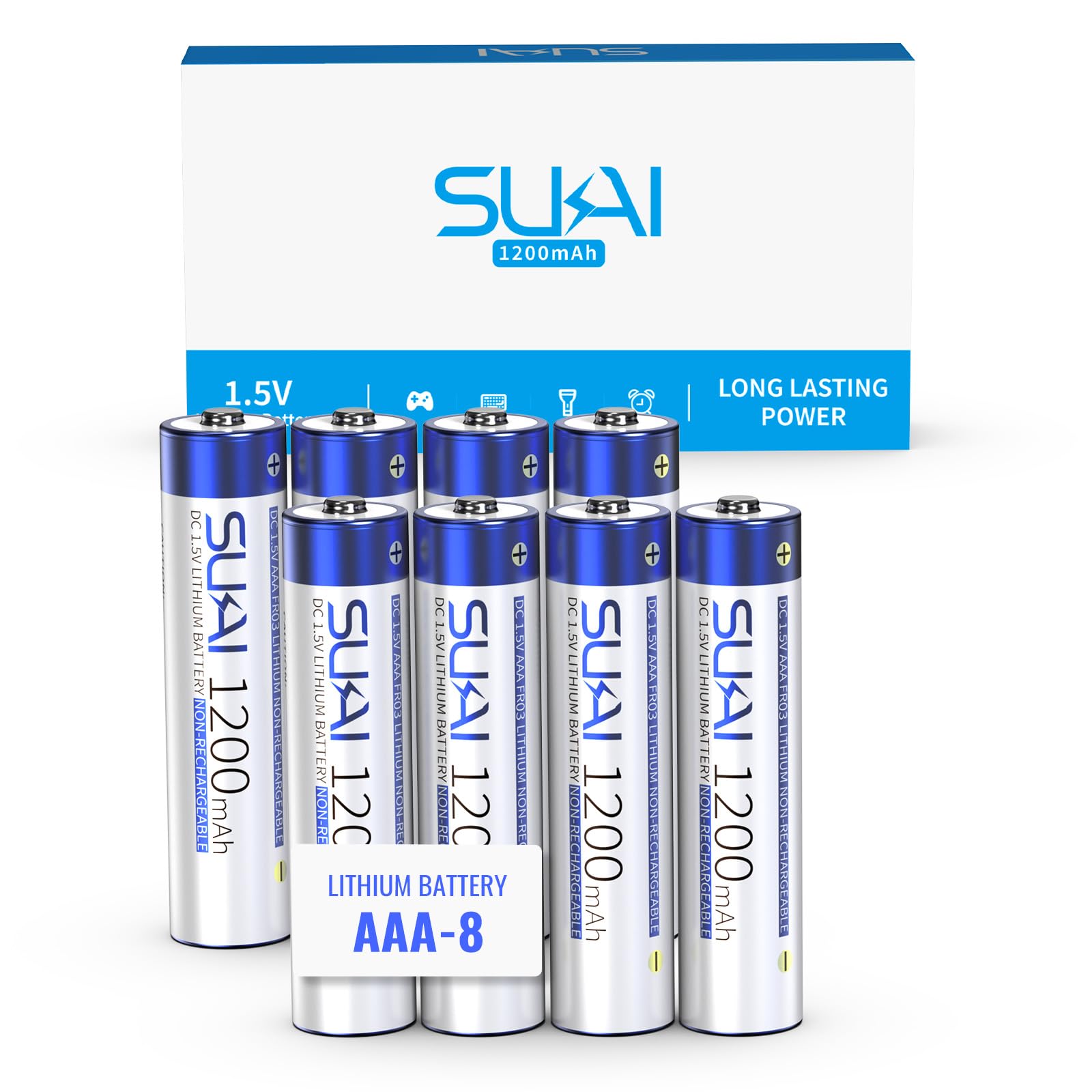 SUKAI 1200mAh AAA Lithium Battery, 1.5V Disposable Lithium Ion Battery - Long Life, High Power, Light Weight, AAA Batteries (Non