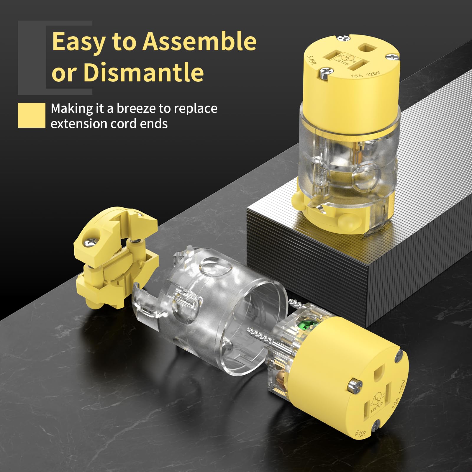 110V Female Plug Receptacle Illuminated Electrical Outlet Drop Cord Extension Cord Replacement Ends With Green Neon Light Nema 5