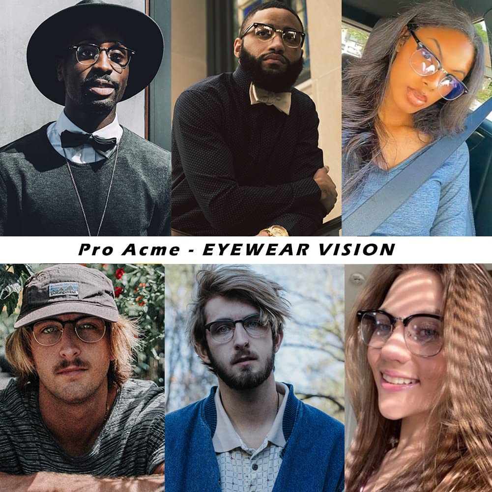 Pro Acme Glasses Semi Rimless Frame Clear Glasses(Tortoise)