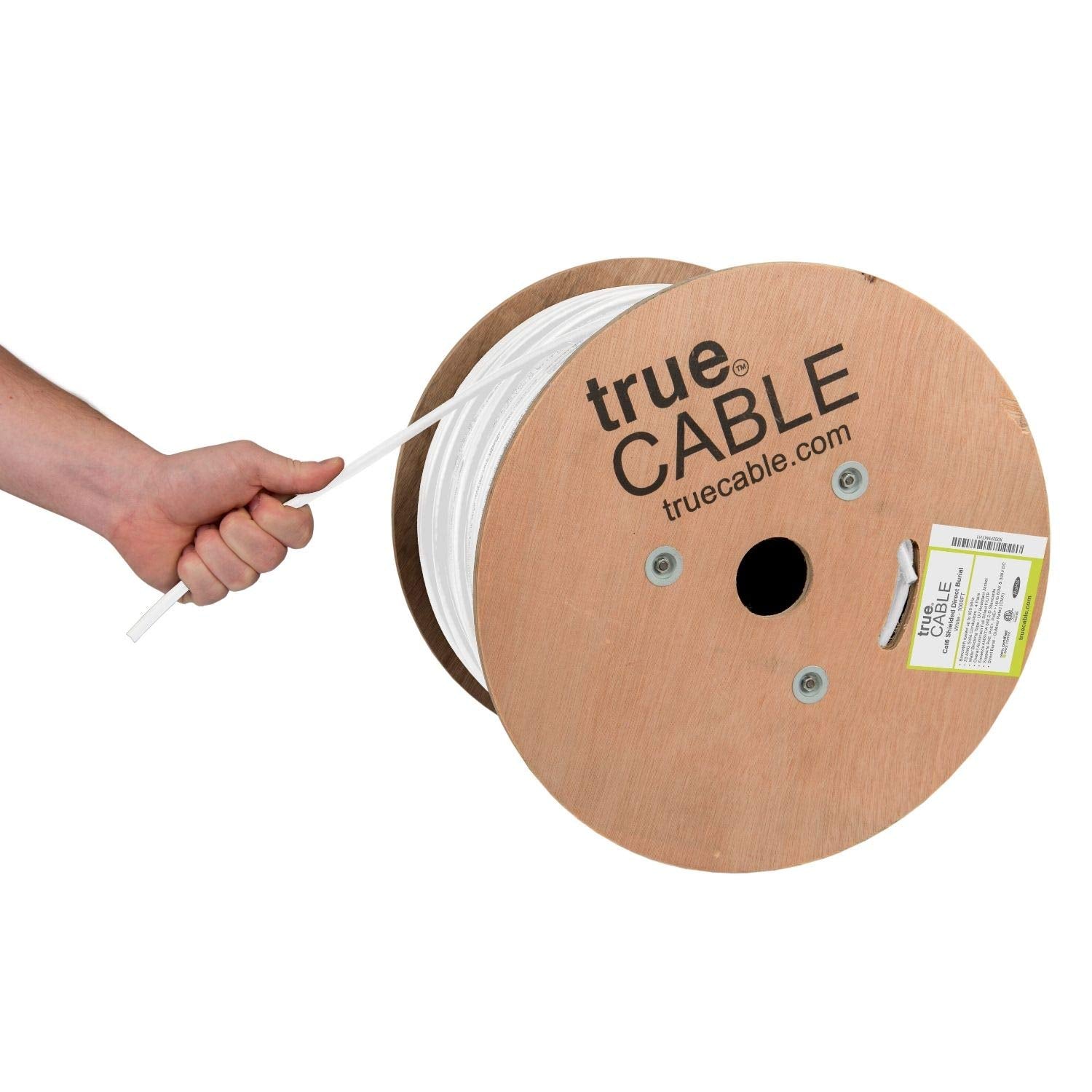 Truecable Cat6 Direct Burial, Shielded F/Utp, 1000Ft, Waterproof, Outdoor Rated Cmx, White, 23Awg Solid Bare Copper, 550Mhz, Poe++ (4Ppoe), Etl Listed, Bulk Ethernet Cable