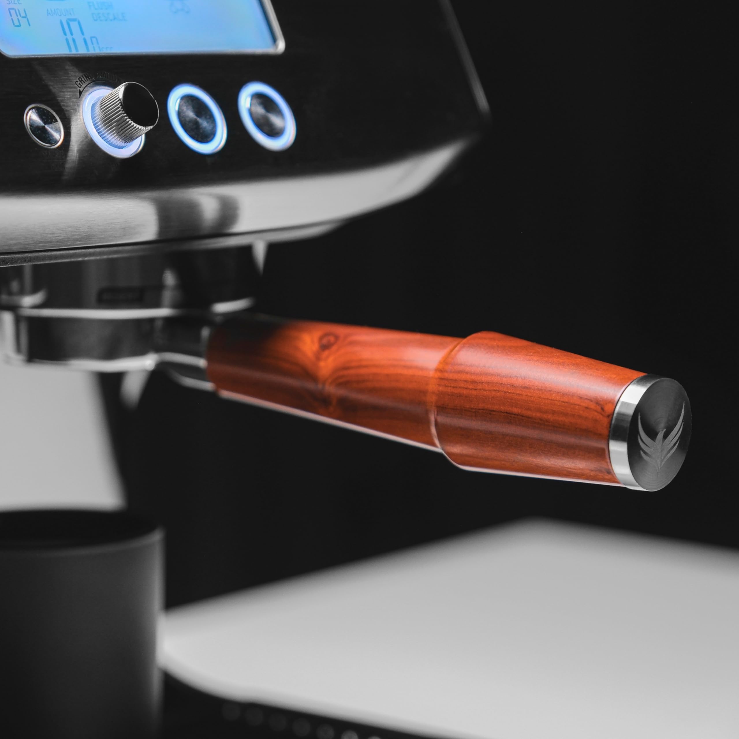 Knodos 54Mm Bottomless Portafilter Premium Rosewood Handle & Naked 18 21 Gram Filter Basket, Compatible With Breville Barista Ex