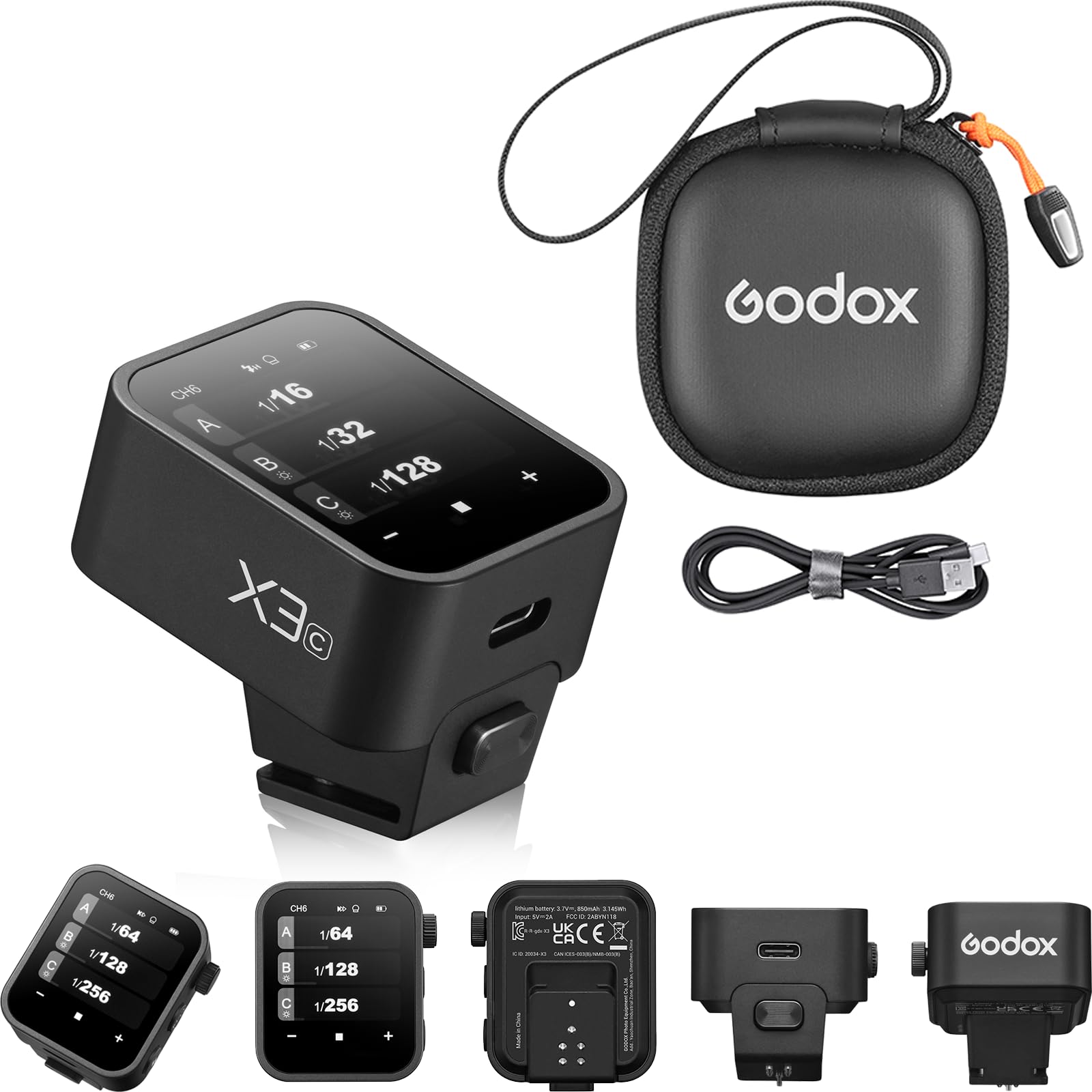 Godox X3 X3C Flash Trigger For Canon, Touchscreen Interface & Local Controls, Built In Type C Charging Battrery Ttl Hss 2.4G Wir
