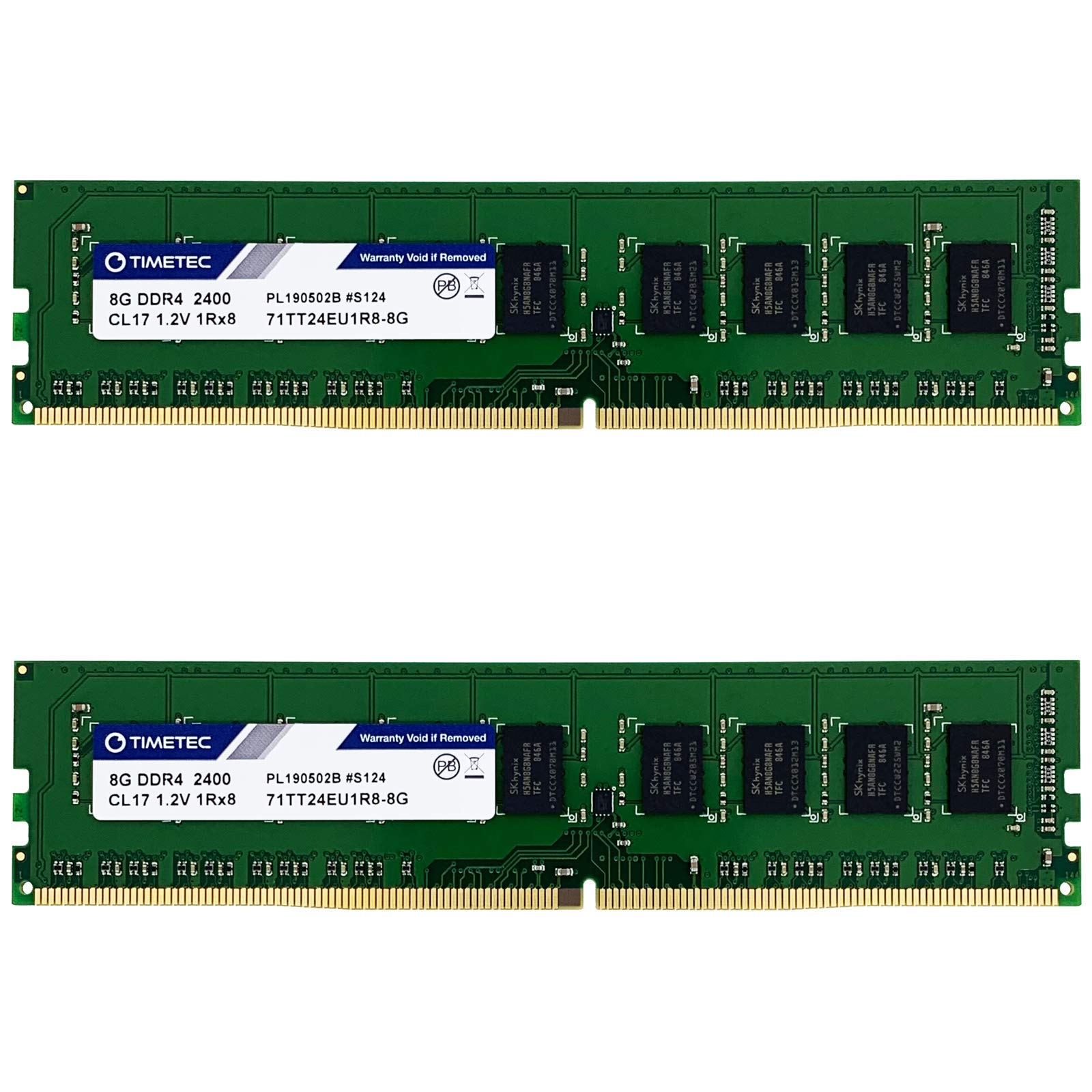 Timetec Hynix IC 16GB KIT (2x8GB) DDR4 2400MHz PC419200 Unbuffered ECC 1.2V CL17 1Rx8 Single Rank 288 Pin UDIMM Server Memory R