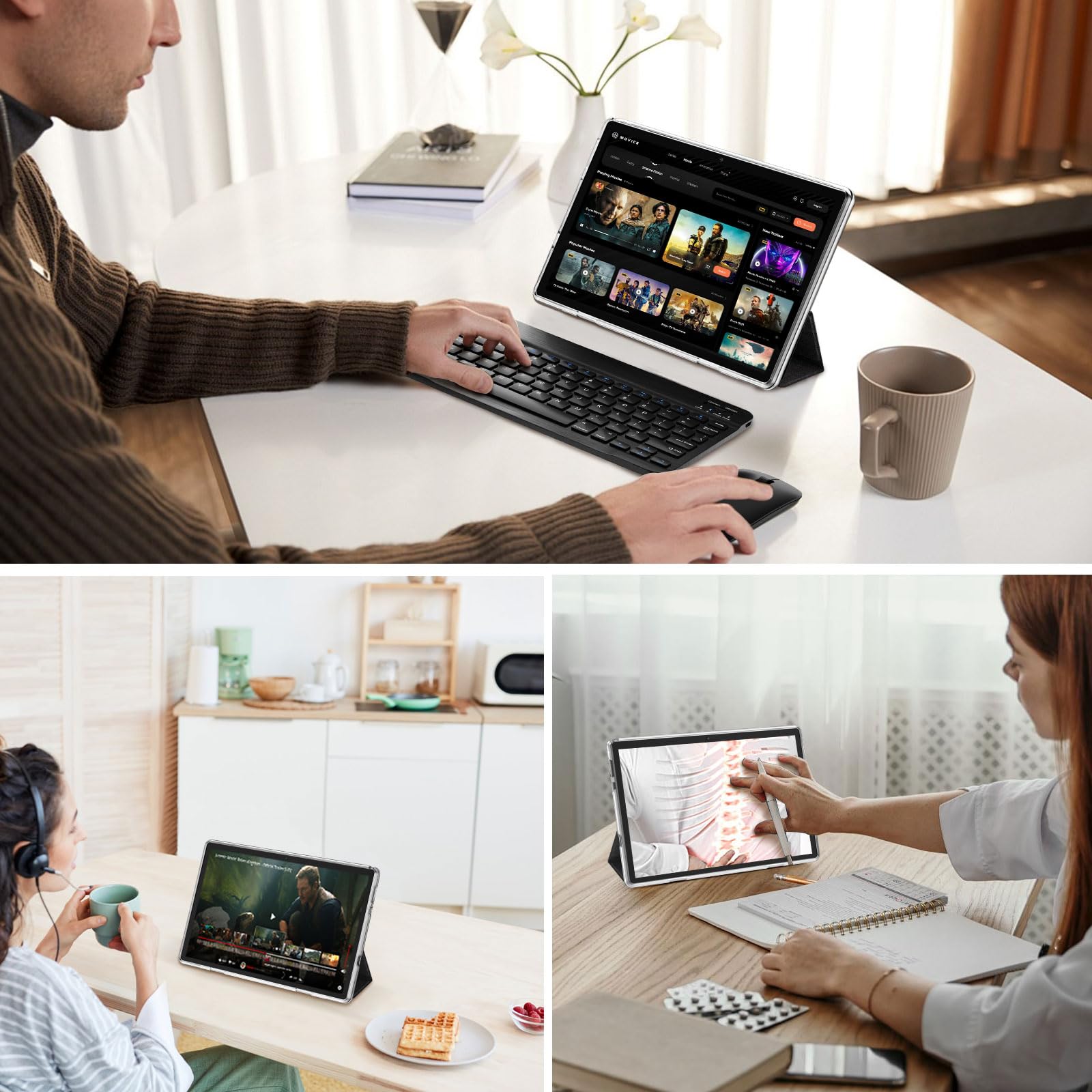 10 Inch Android 13 Tablet, 8Gb Ram 64Gb Rom 1Tb Expand, 2 In 1 Tablets With Keyboard, Case, Mouse, Stylus, 1280X800 Ips Touch Sc