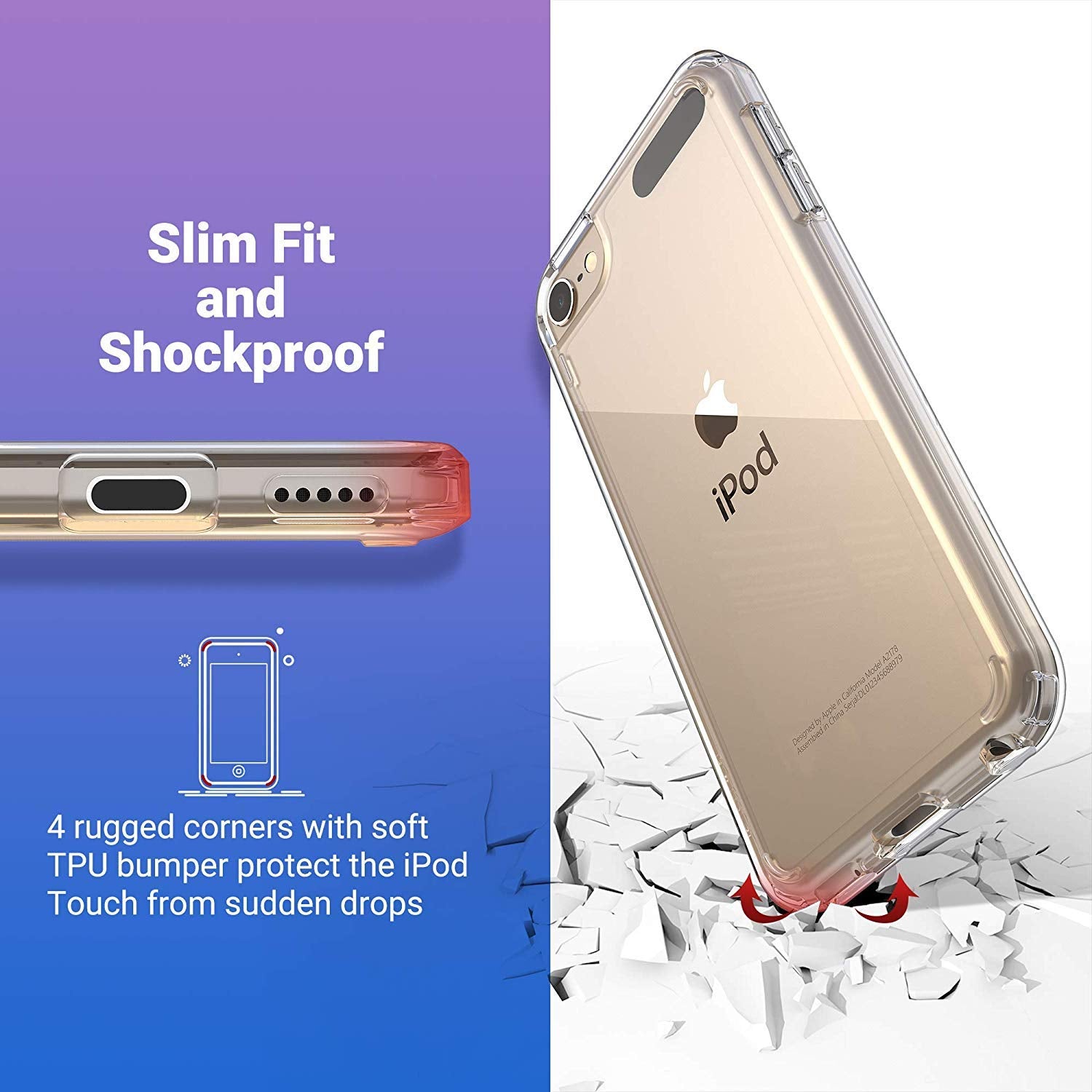 Ulak Compatible With Ipod Touch 7 Case Clear, Ipod Touch 6 Touch 5 Case With 2 Screen Protectors, [Anti-Yellowing] Slim Soft Tpu