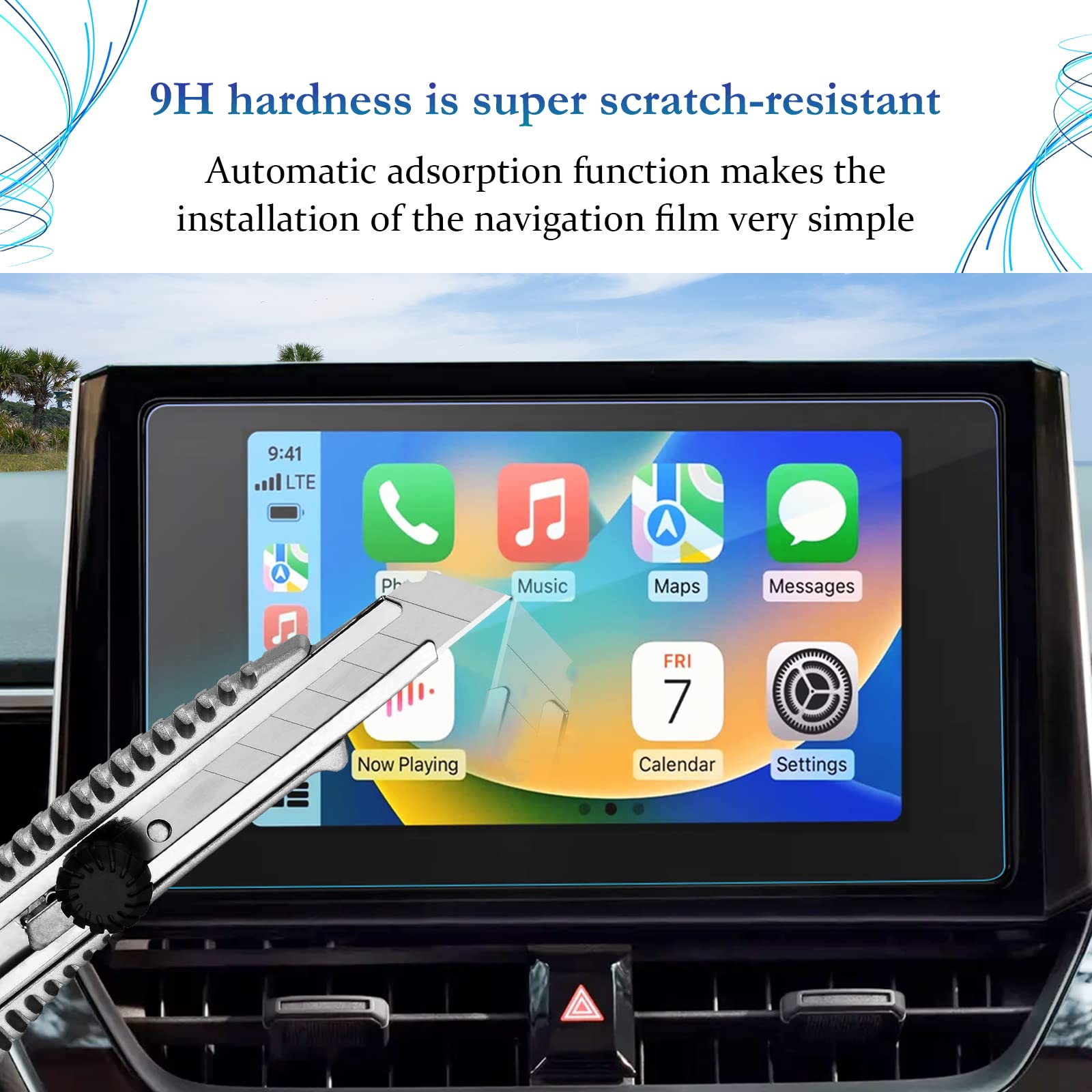 Sktu 2023 2024 Toyota Corolla Screen Protector For 2023 2024 Toyota Corolla/Corolla Hatchback/Gr Corolla/Corolla Hybrid/Corolla Cross 8 Inch Navigation Display Screen Toyota Corolla 2024 2023 Accessories [Tempered Glass, 9H Hardness, Hd Clear]