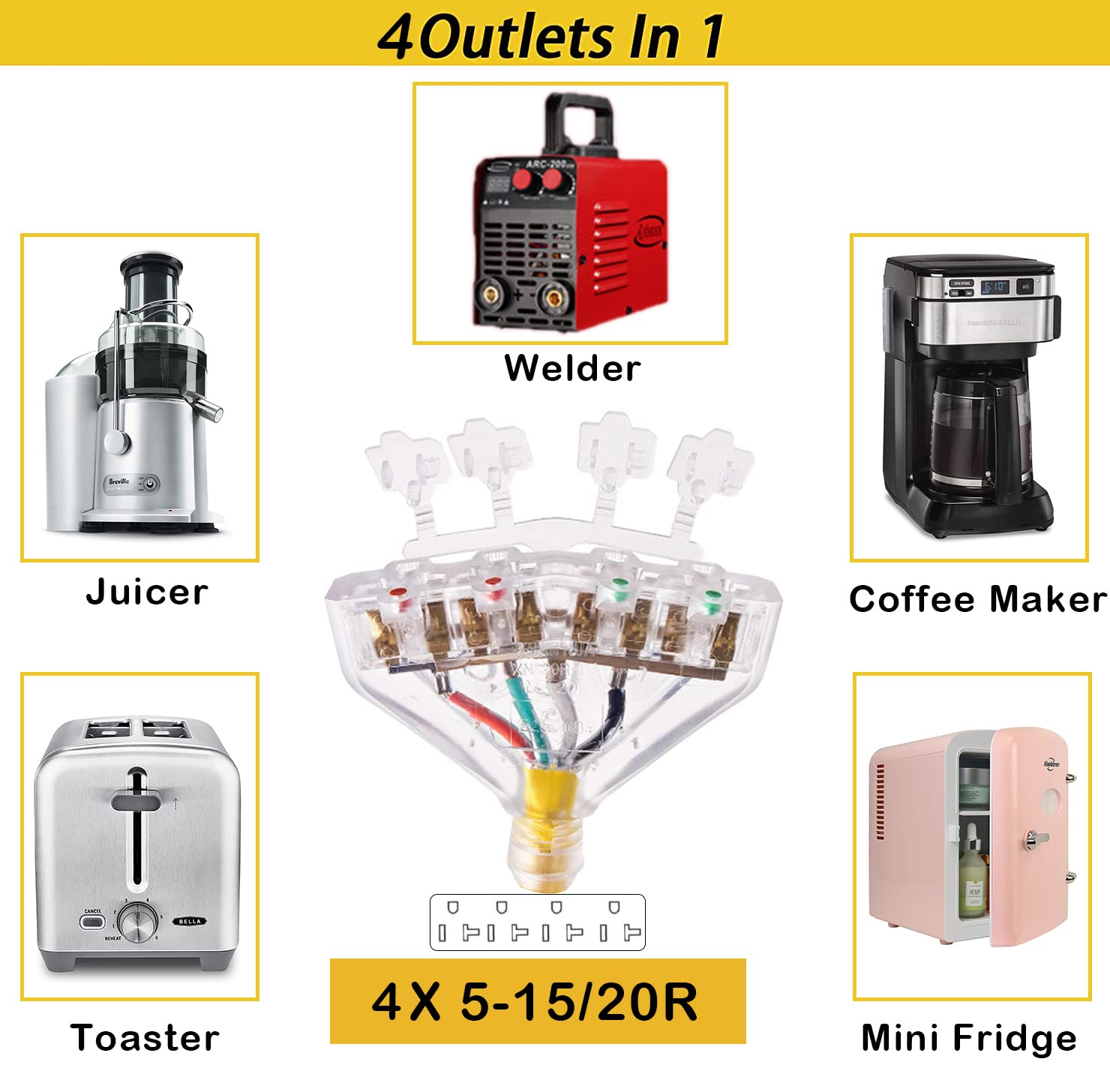 30 Amp To 20 Amp Adapter 110 Rv Distribution Locking Cord Nema 14 30P Male To 4X 5 20R 1.5 Ft Household Outlet Female With Dust