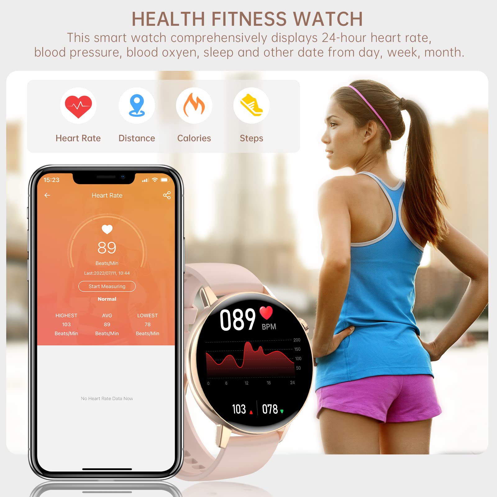 Smart Watch For Women (Make/Answer Call),1.32''Hd Screen Smartwatch For Android And Ios Phones Compatible,Fitness Tracker With H