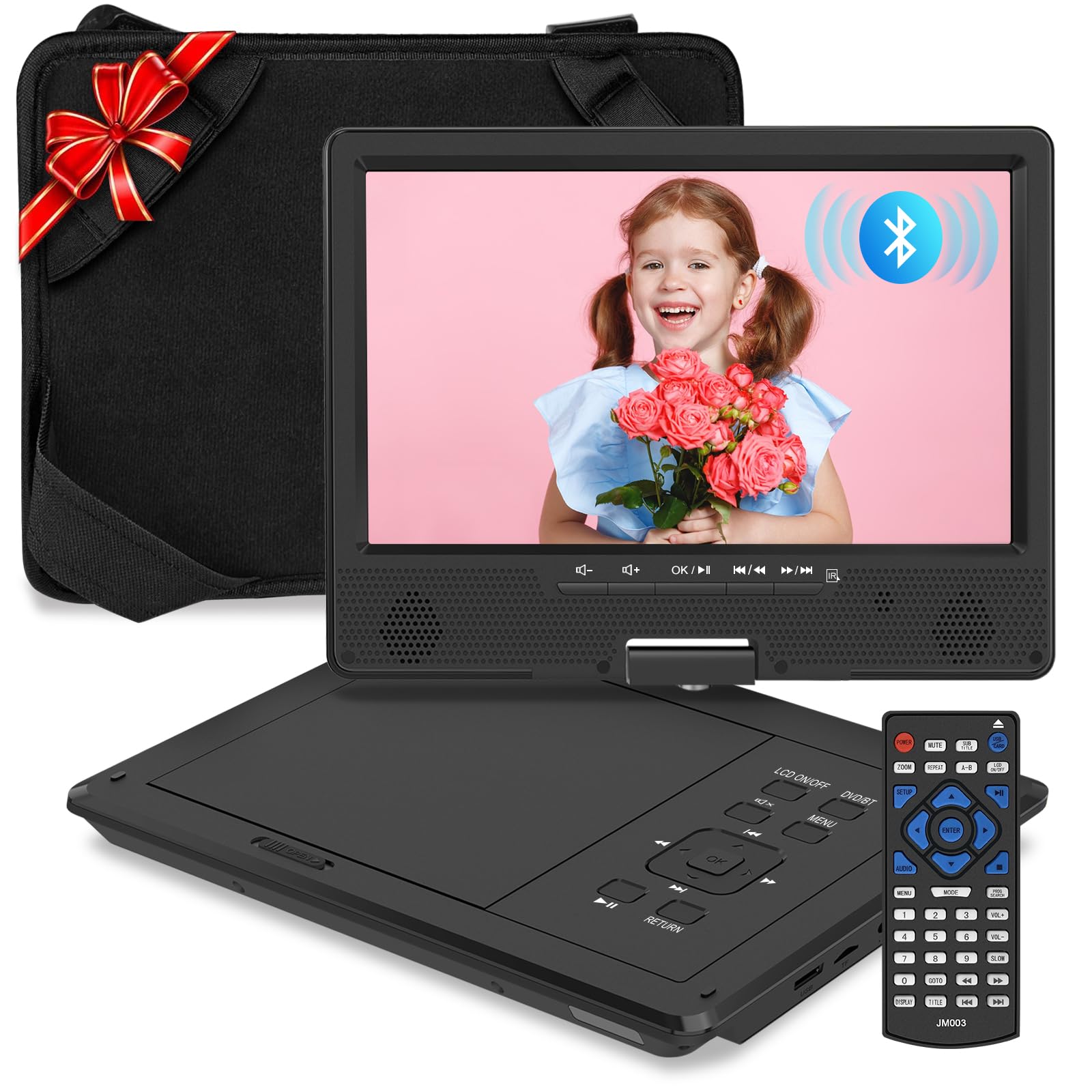 HOPYOP 12.5 Portable DVD Player with Bluetooth, 10.1 Swivel Screen