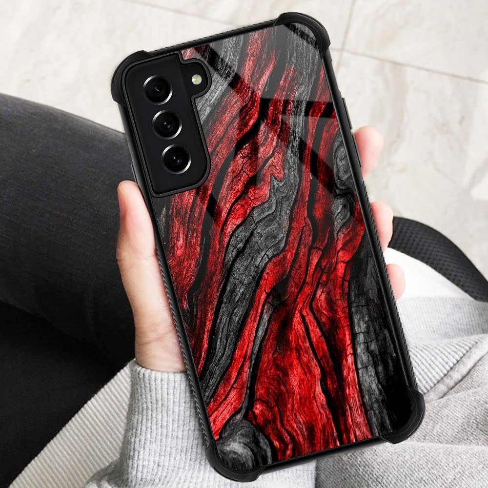 ZHEGAILIAN Samsung Galaxy S21 Ultra Red Wood Grain Phone Case TPU Organic Glass