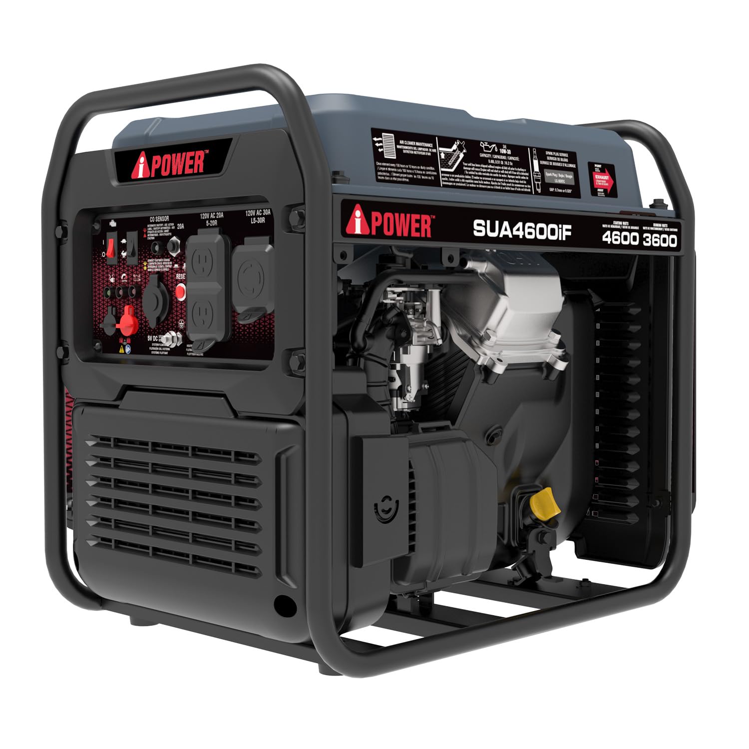 A-iPower 4600W RV-Ready Quiet Portable Inverter Generator Gas Powered, Ultra-lightweight Open Frame Power Supply for Tailigating