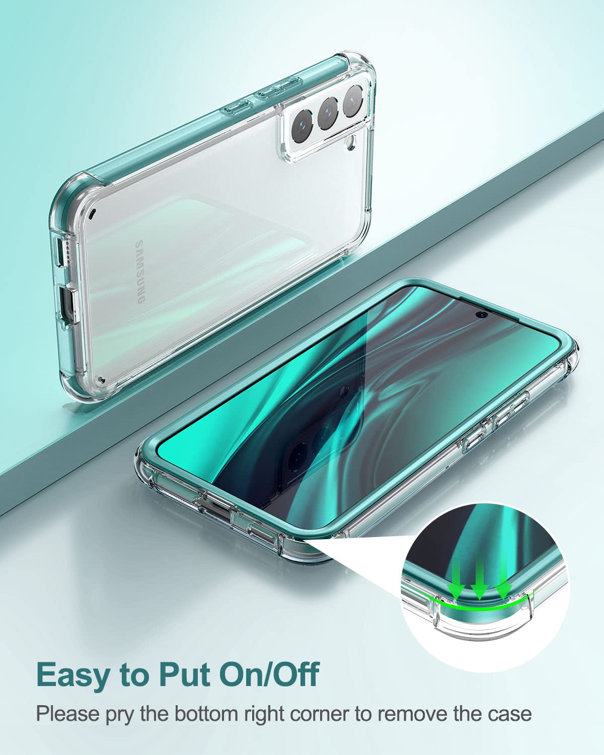 Suritch Compatible With Galaxy S22 Plus 5G Clear Case,[Built In Screen Protector] Full Body Protection Hard Shell+Soft Tpu Bumpe