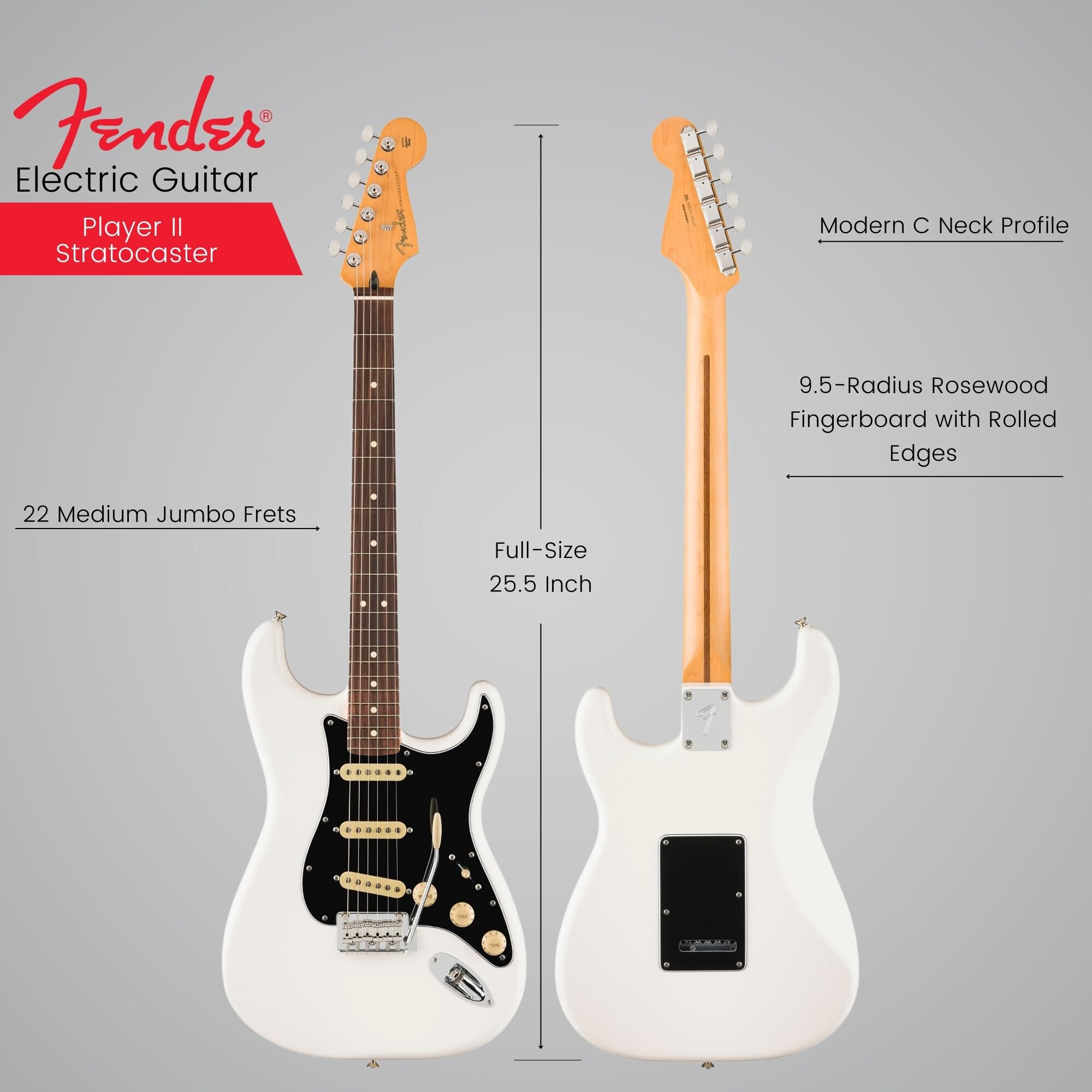 Fender Player Ii Stratocaster, Rosewood Fingerboard, Polar White