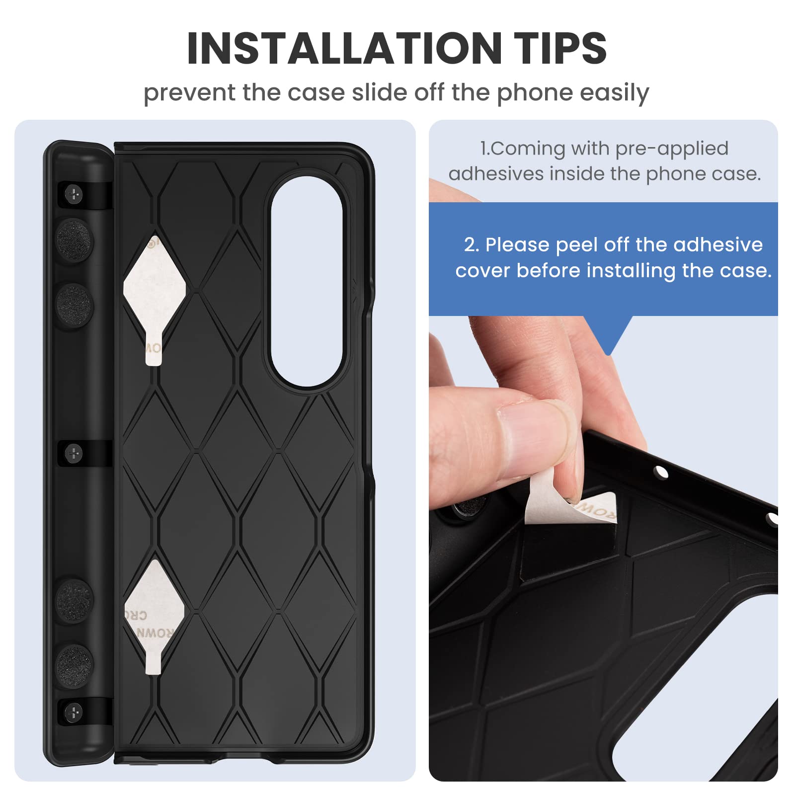 Ruky Kickstand Case For Galaxy Z Fold 4, Hinge Protection, Full Body & Built In Screen Protector, Pu Leather Stand Case For Sams