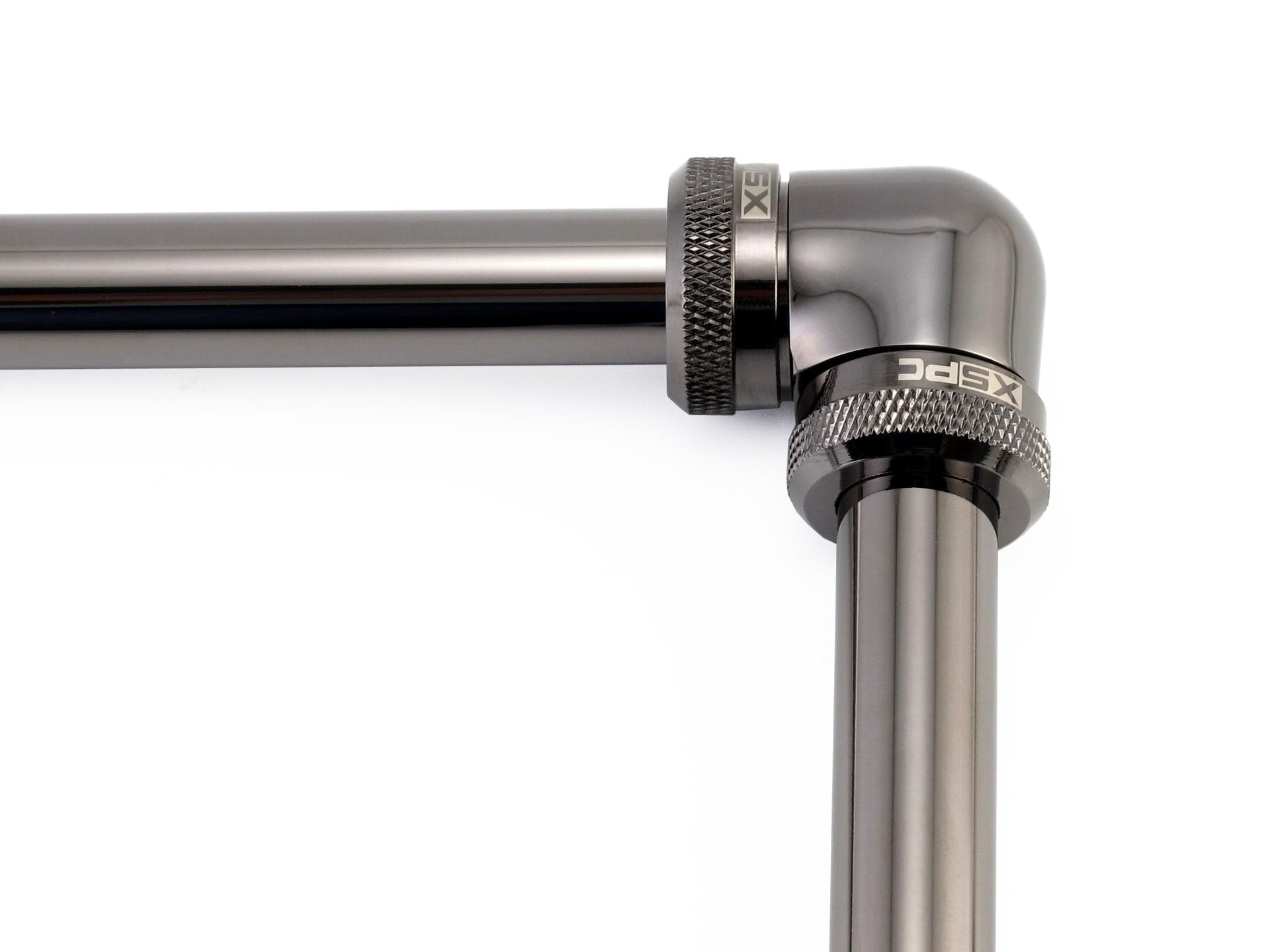 Xspc 10Mm Id, 14Mm Od Rigid Tubing 90 Degree Elbow Fitting, Black Chrome