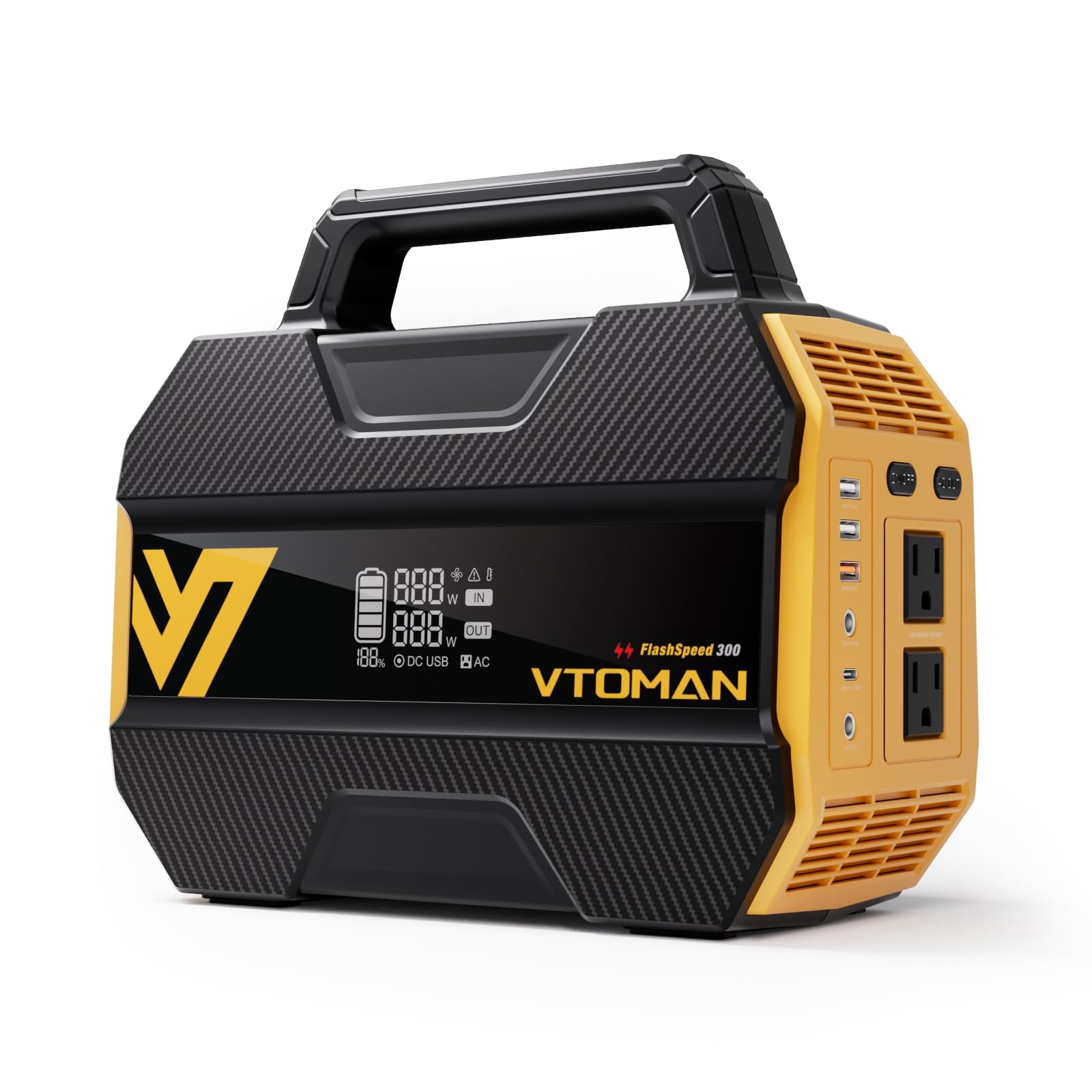 Vtoman Flashspeed 300 Portable Power Station, Only 7.4Lbs With 7 Outlets, 230Wh Lifepo4 Generator With Up To 600W Ac Outlet, 12V