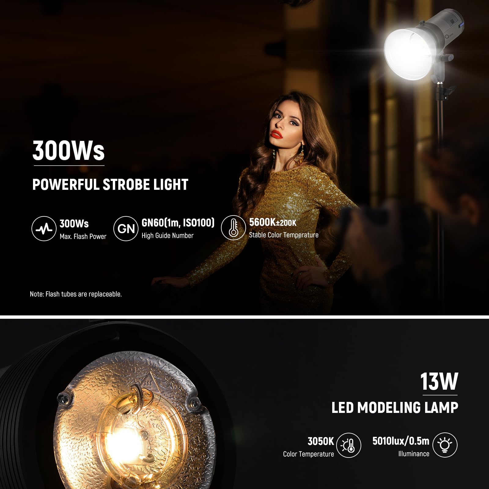 Neewer Q300 300Ws 2.4G Outdoor Studio Flash With Q Compact Wireless Trigger, 7800Mah Li Ion Battery Powered Strobe Light Photogr