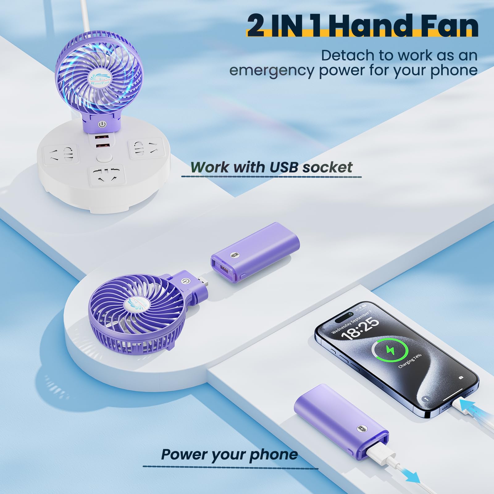 Handfan Portable Fan, 5 20 Working Hours Handheld Fan, 3 Speeds Strong Airflow Usb Hand Fan, Usb Rechargeable Fan 180 Foldable,