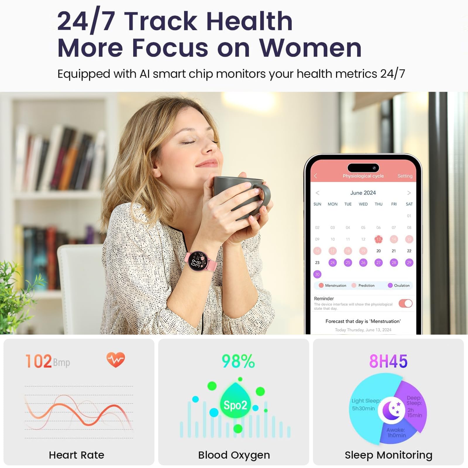 Blintok Smart Watch For Men Women Fitness Tracker With 100+ Sport Modes,Activity Trackers For Ios/Android Waterproof/Heart Rate/