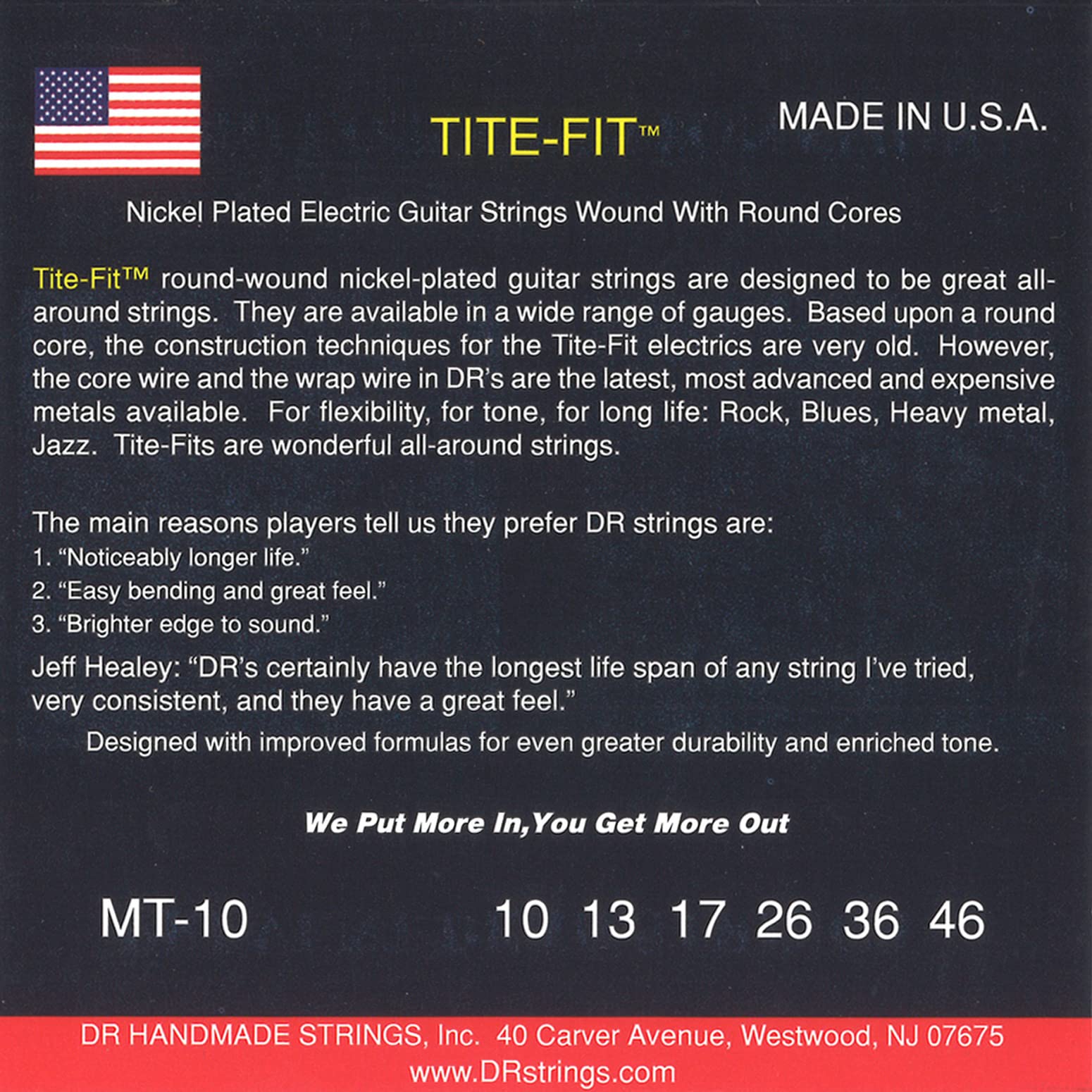 Dr Strings Tite Fit Electric Round Core 10 46
