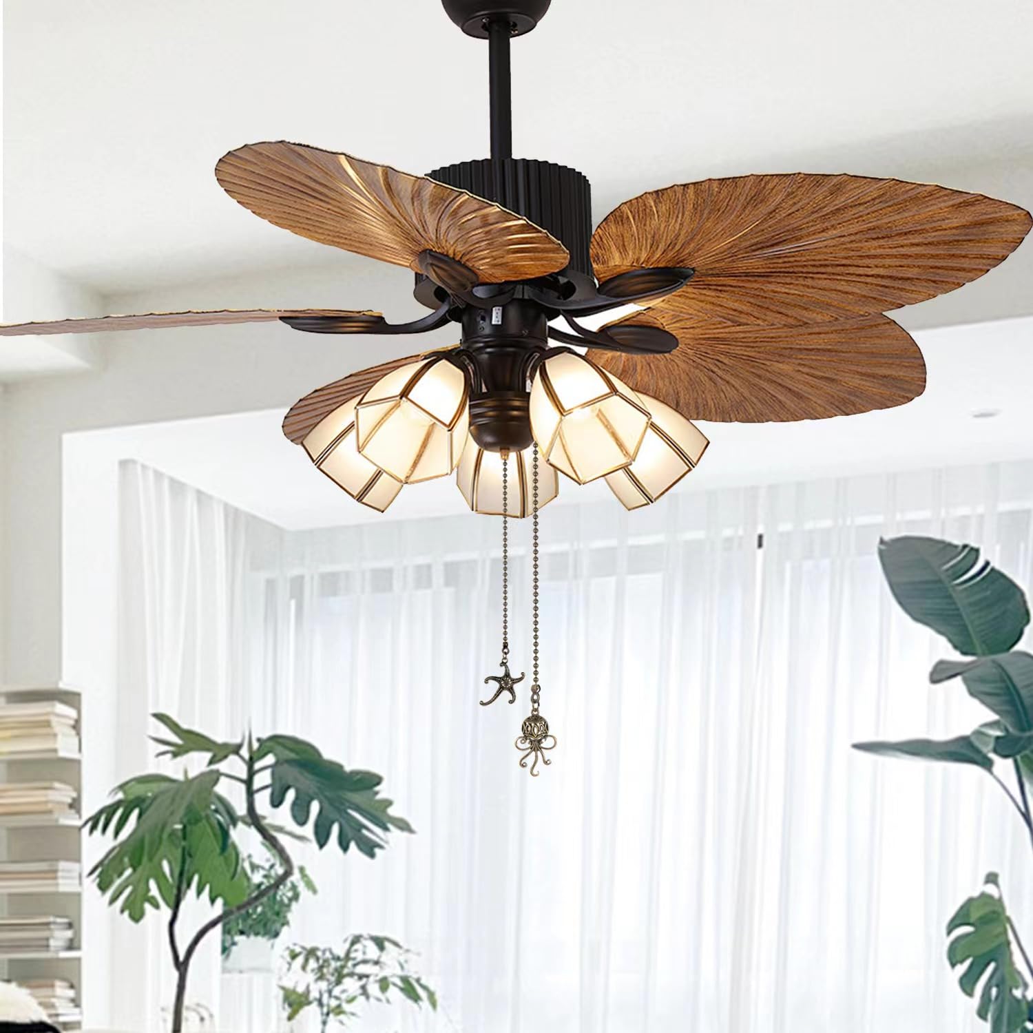 Dotlite Starfish And Octopus Ceiling Fan Pull Chain, Sea Ocean Theme Pulls Charm Extension Decorative,12In 3Mm Diameter Beaded F