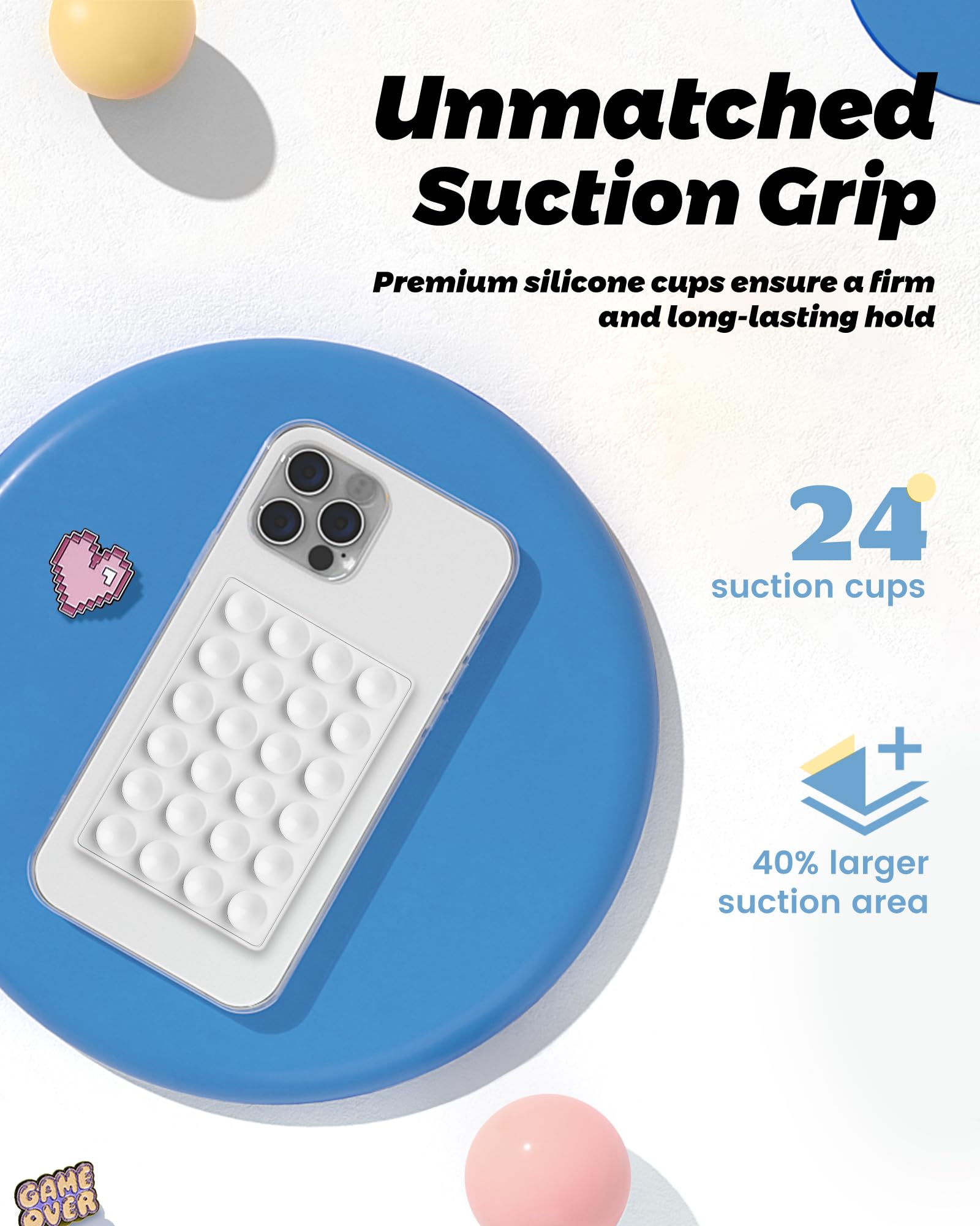 Amband Magnetic Suction Mirror Window Phone Holder, Sticky Grip Double Sided Mount For Iphone, Gym Bathroom Kitchen, Hands-Free