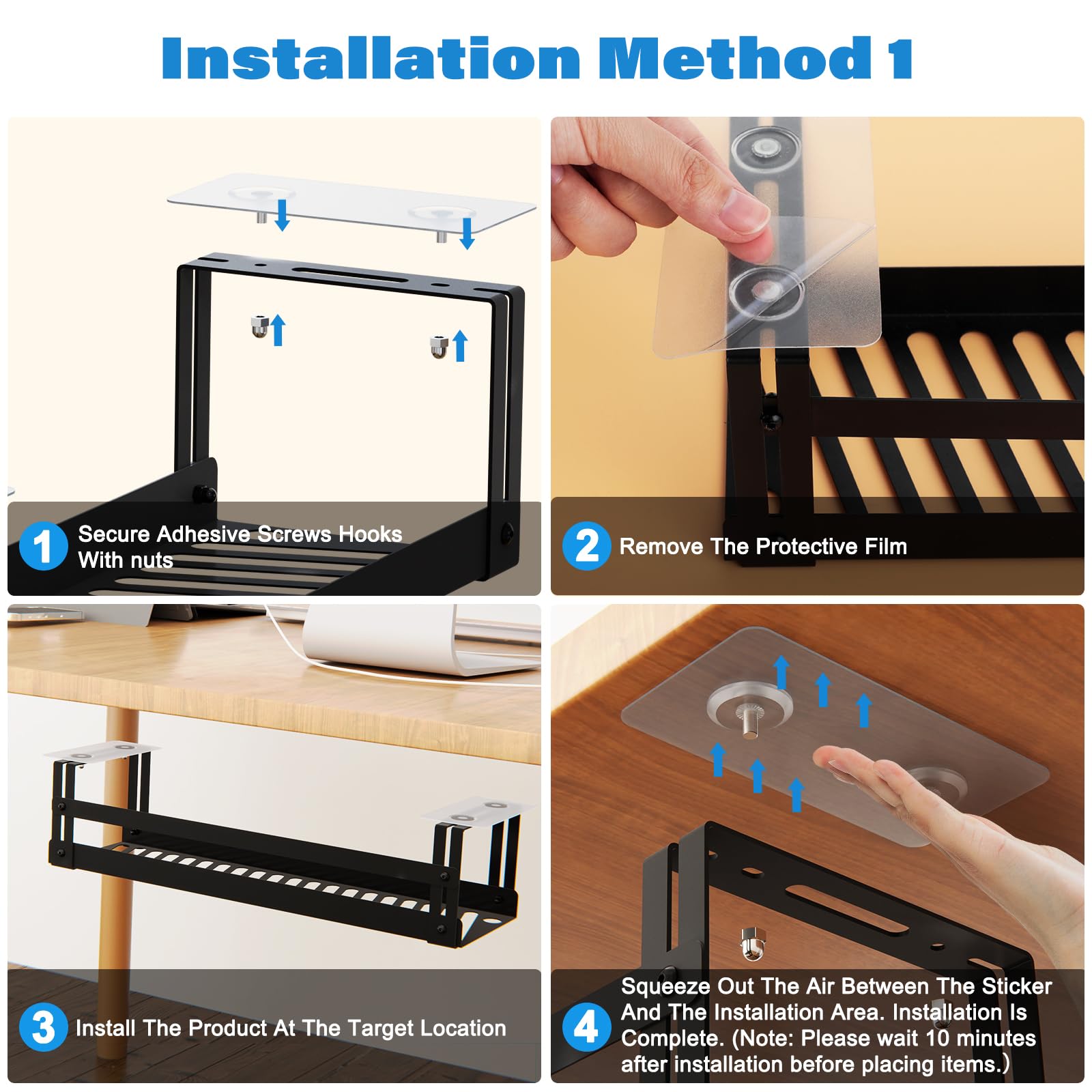 Pavstine Under Desk Cable Management Tray 2 Pack,17'' Cord Management Tray For Standing Desk Cable Management Tray,Wire Manageme