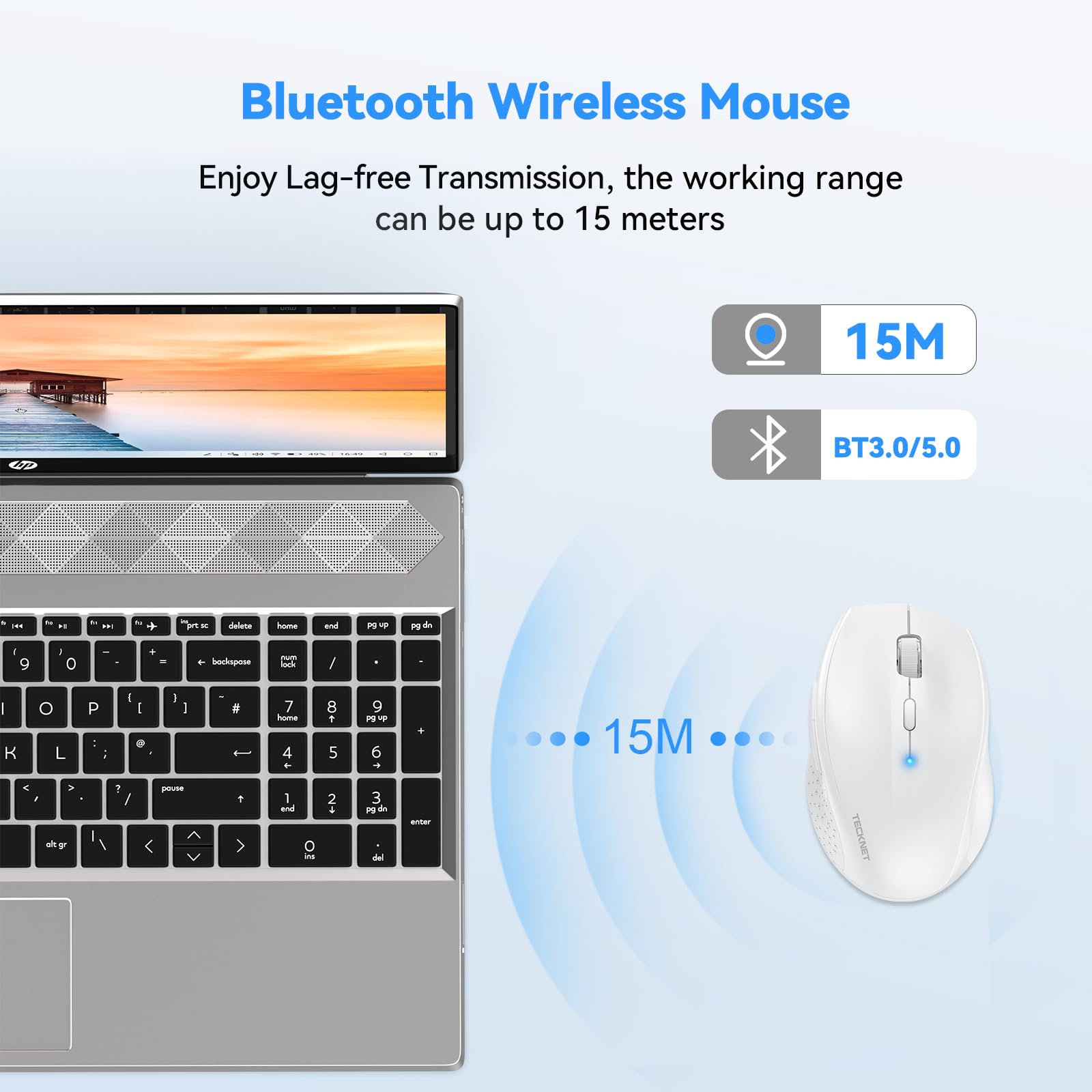 Tecknet Bluetooth Mouse, 4800 Dpi Wireless Mouse, 2 Year Battery Computer Mouse 6 Adjustable Dpi, 6 Buttons Compatible With Lapt