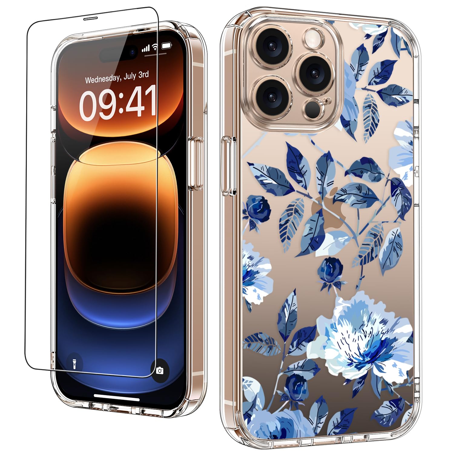 Luhouri For Iphone 16 Pro Case With Screen Protector   Crystal Clear Cover  Fashionable Pattern Design  Wireless Charging  Slim