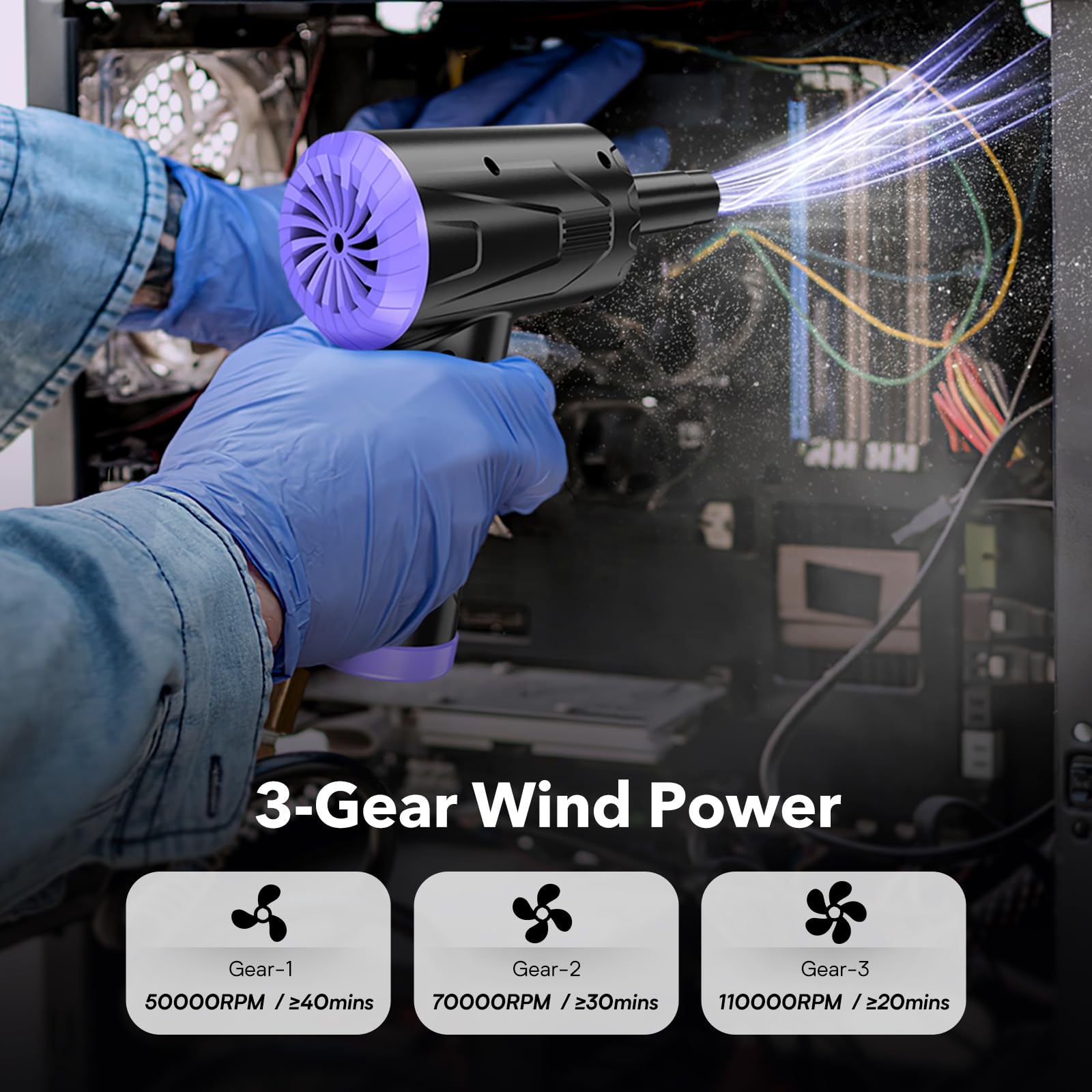 Compressed Air Duster Keyboard Cleaner Cordless Electric Air Duster For Computer Pc 110000Rpm Canned Air Blower Spray Can Car Du