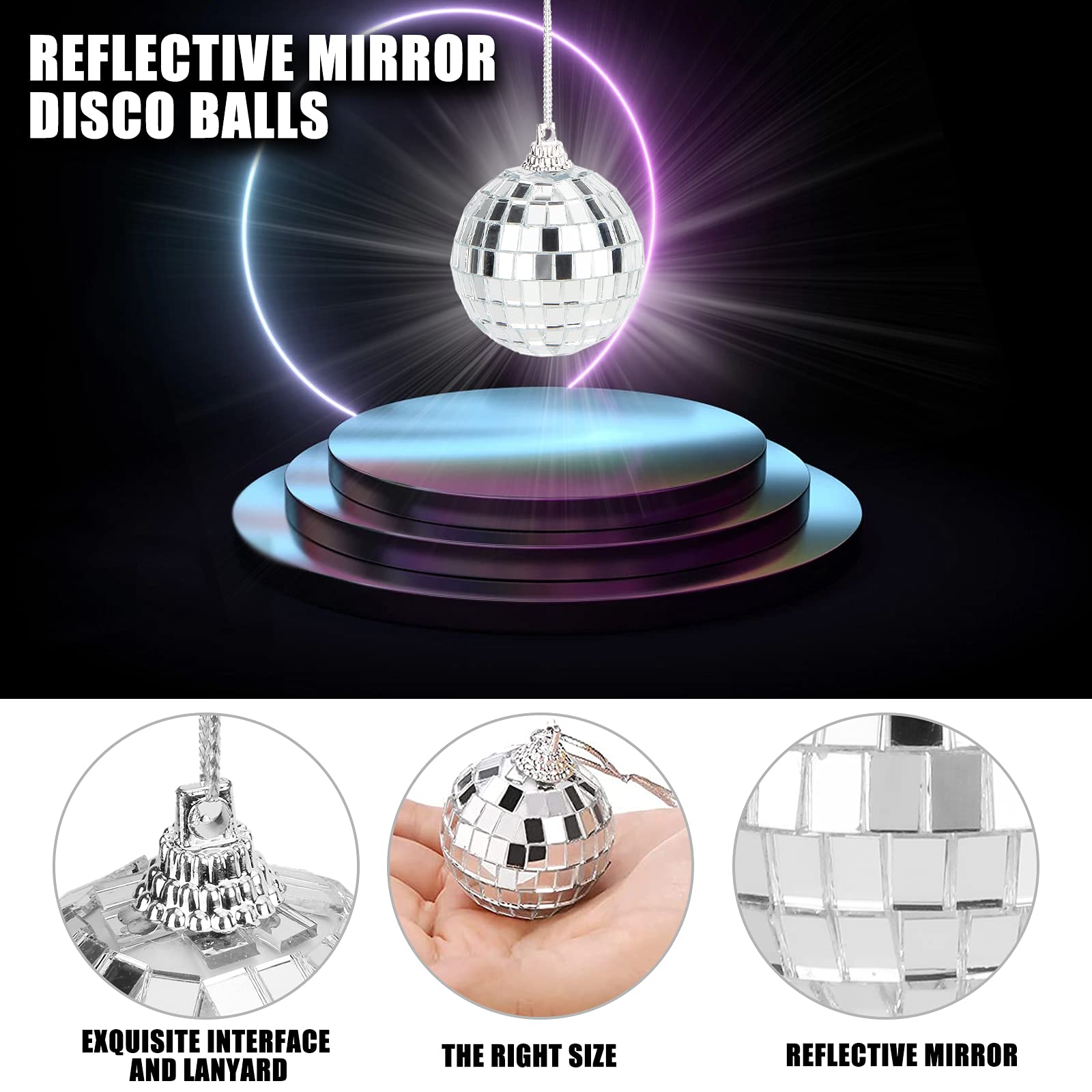 Mirror Disco Balls Set   Silver Disco Party Decoration Bright Reflective Mirror Christmas Balls Easy To Hang Suitable For Christ