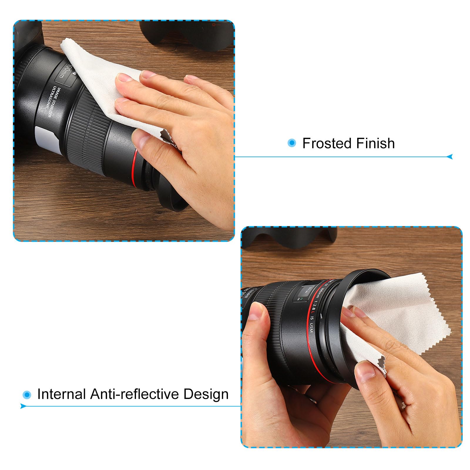 Patikil 49Mm Lens Hood, Standard Vented Matte Surface Anti Reflective Inside Hood With Cleaning Cloth For Camera Lens, Black For
