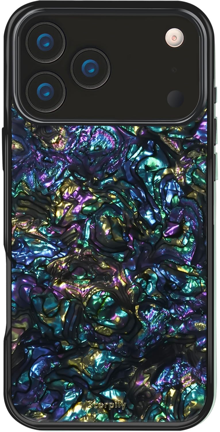 SCORPIFY for iPhone 17 Pro Max Case [Compatible with MagSafe] with Gleam Mystic Abalone, Cute Magnetic Phone Cover Bumper for Wo