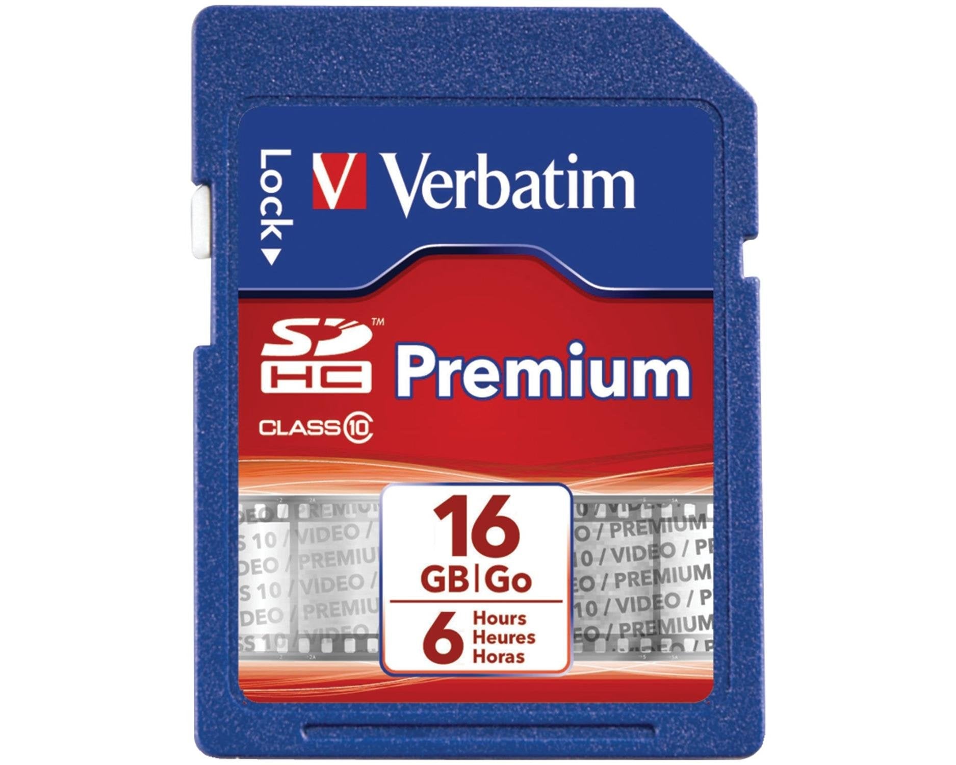 VER96808 - Verbatim 16GB Premium SDHC Memory Card, UHS-I Class 10