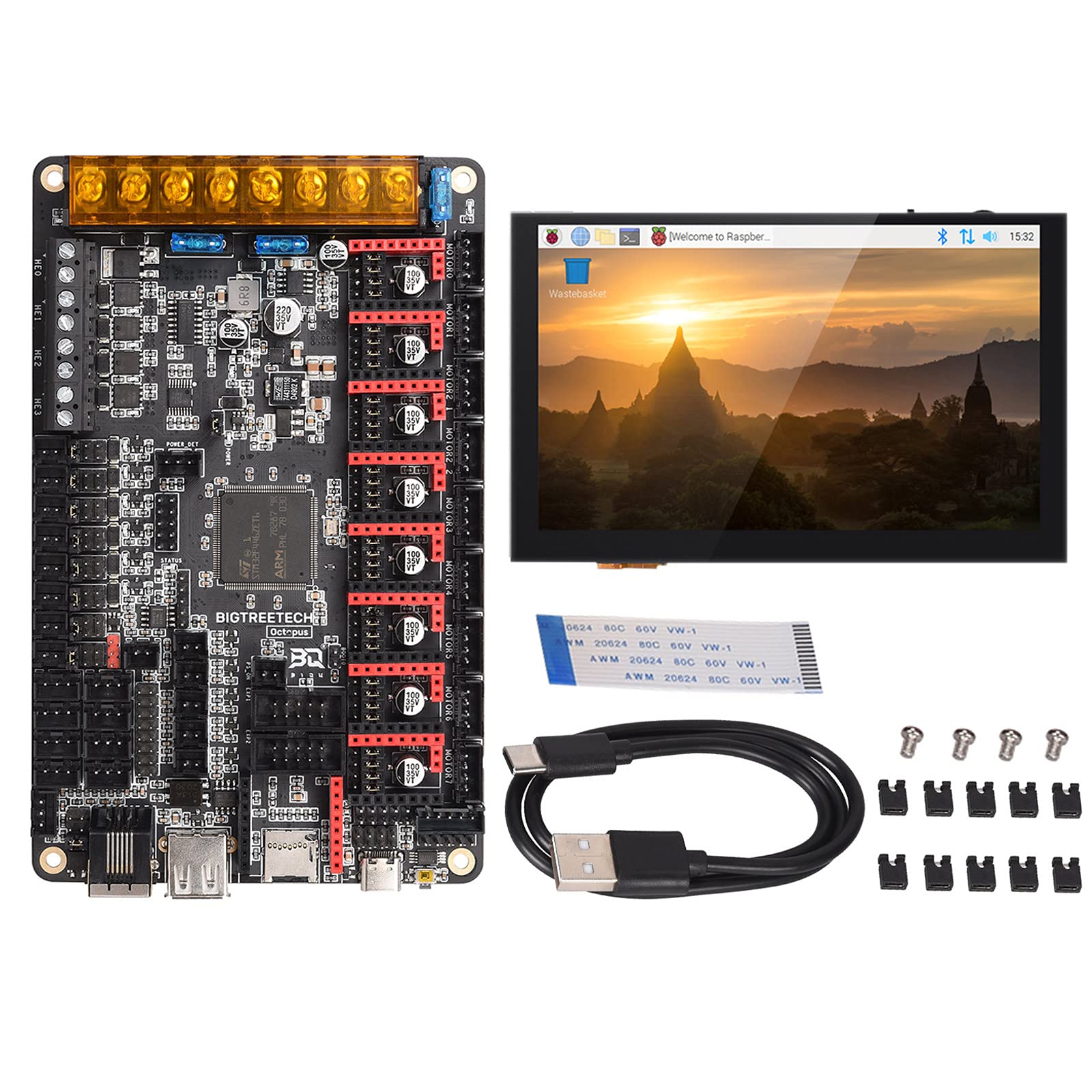 Bigtreetech Octopus V1.1 Control Board+Pitft50 V2.1 Touch Screen Display Compatible With Btt Pi 2 Tmc2209 Stepper Driver Upgrde