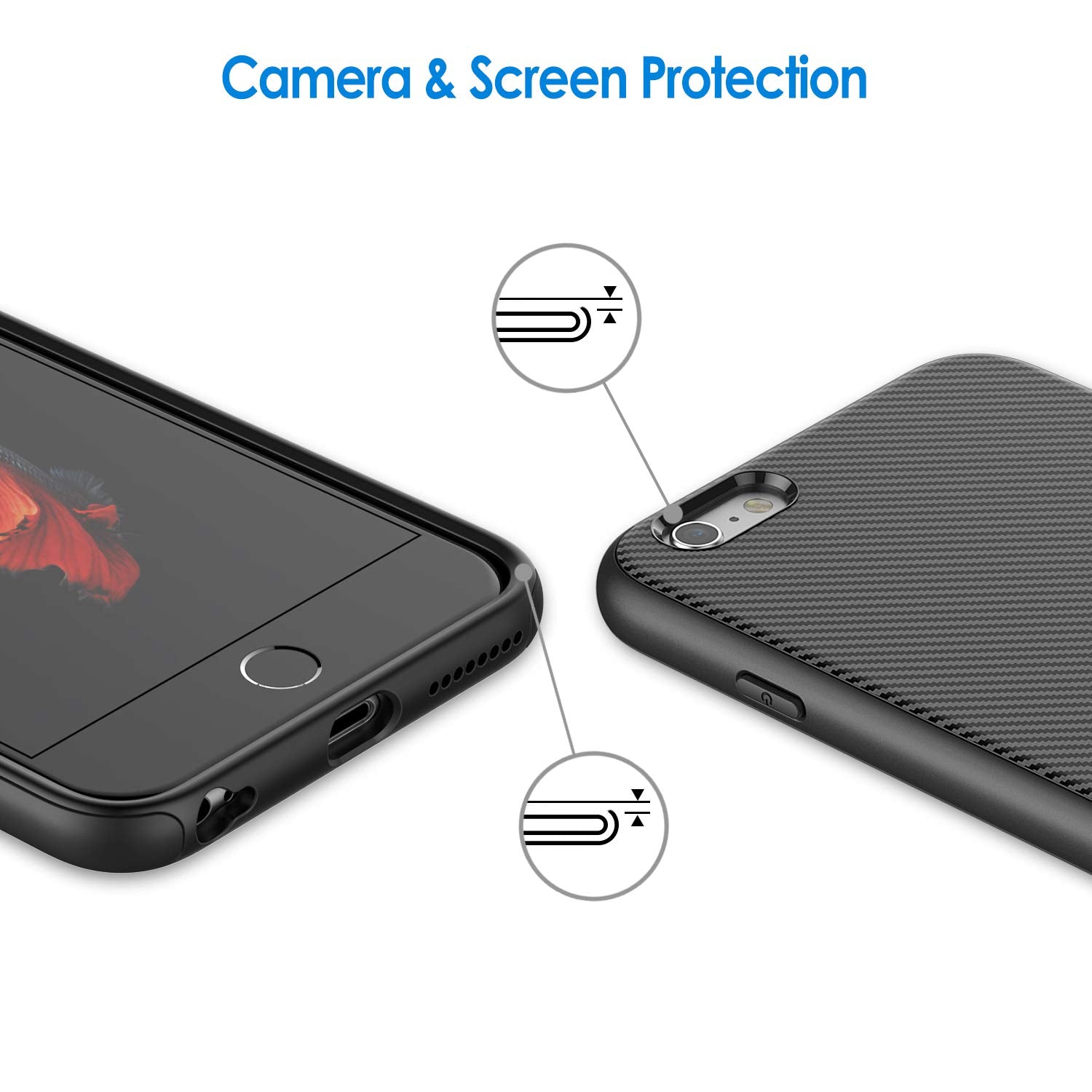 Jetech Case For Iphone 6S Plus And Iphone 6 Plus, Slim Protective Cover With Shock Absorption, Carbon Fiber Design, Black