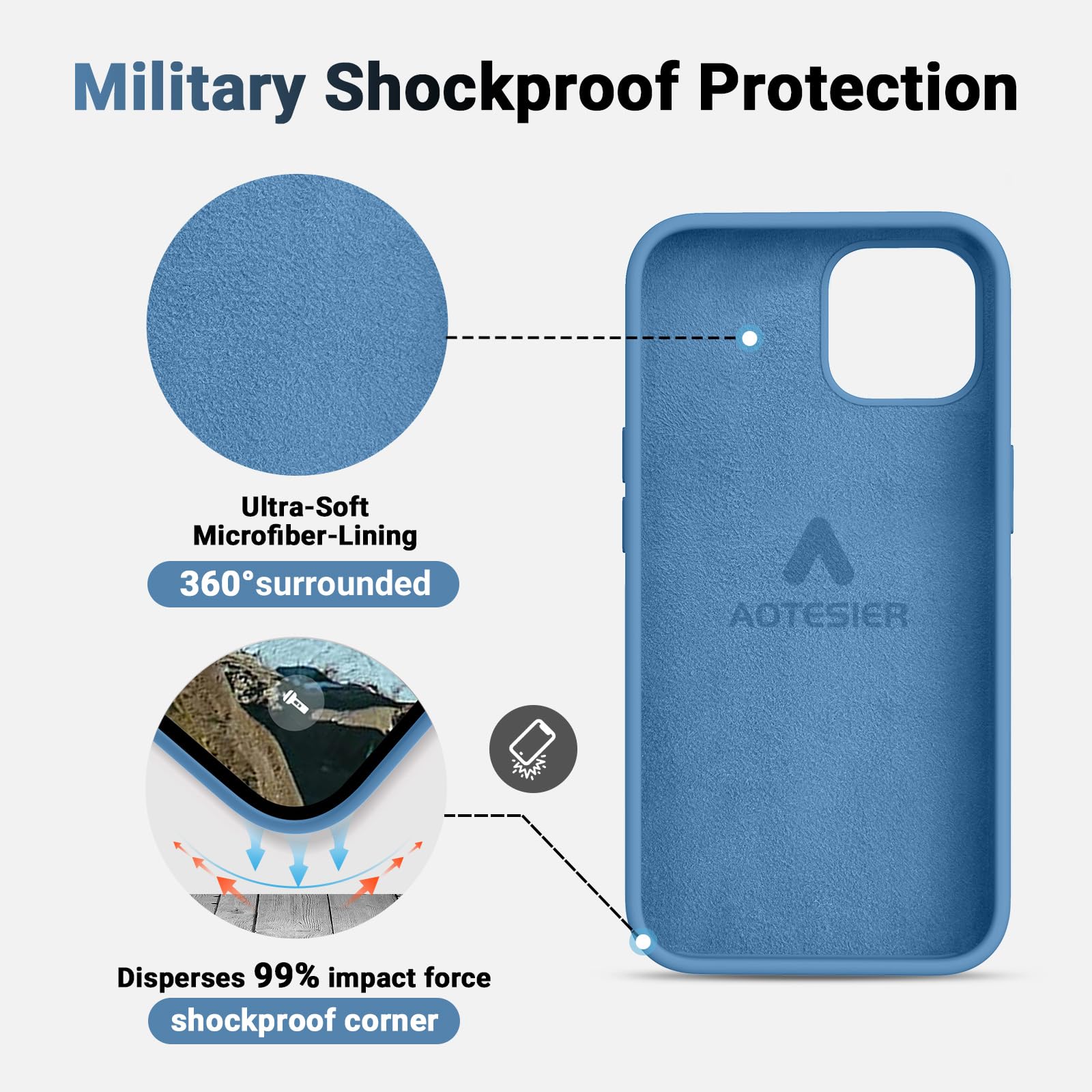 Aotesier Shockproof Designed For Iphone 12 Pro Max Case, Liquid Silicone Phone Case With [Soft Anti Scratch Microfiber Lining] D