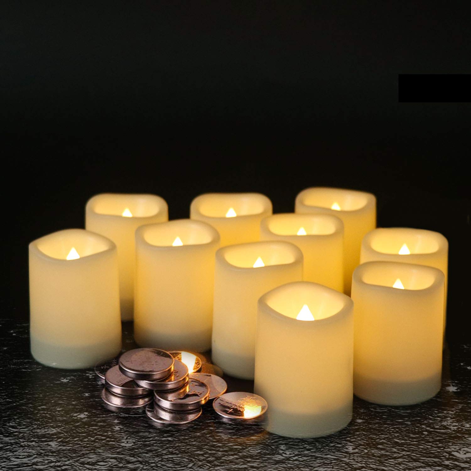 Eldnacele Flameless Votive Candles With Timer, Bulk Indoor/Outdoor Waterproof Tealight Candles Realistic Flickering Battery Oper