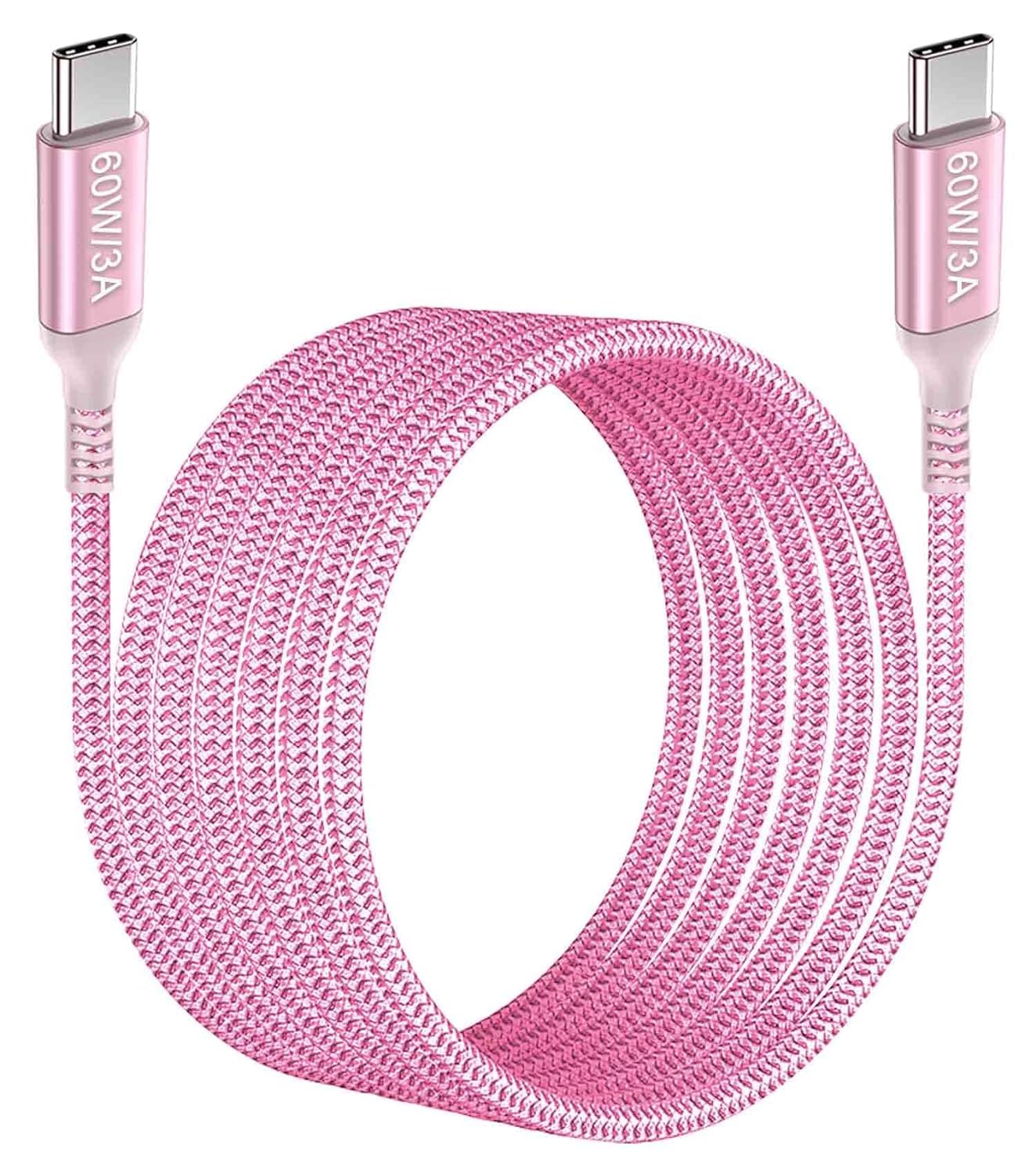 Awnuwuy 60W Usb C To Usb C Cable 10Ft Pink Long Type C Fast Charging Charger Cord Compatible With Iphone 15/15 Pro/15 Plus/15 Pr