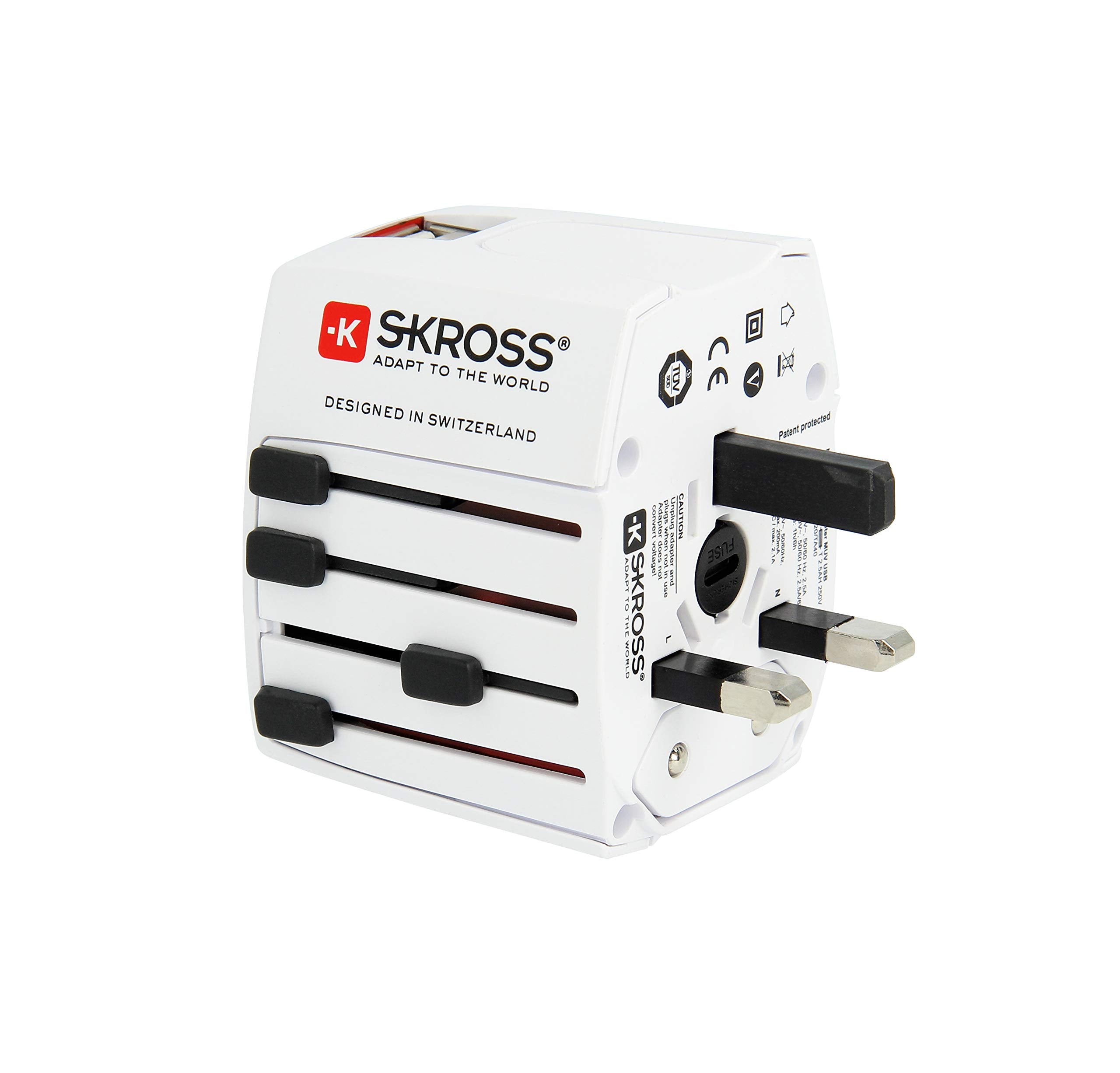 Skross White 1.302930 World Adapter Muv Usb (Type E,Type F) For Ac Adapters, Charges Smartphone And Tablet Simultaneously