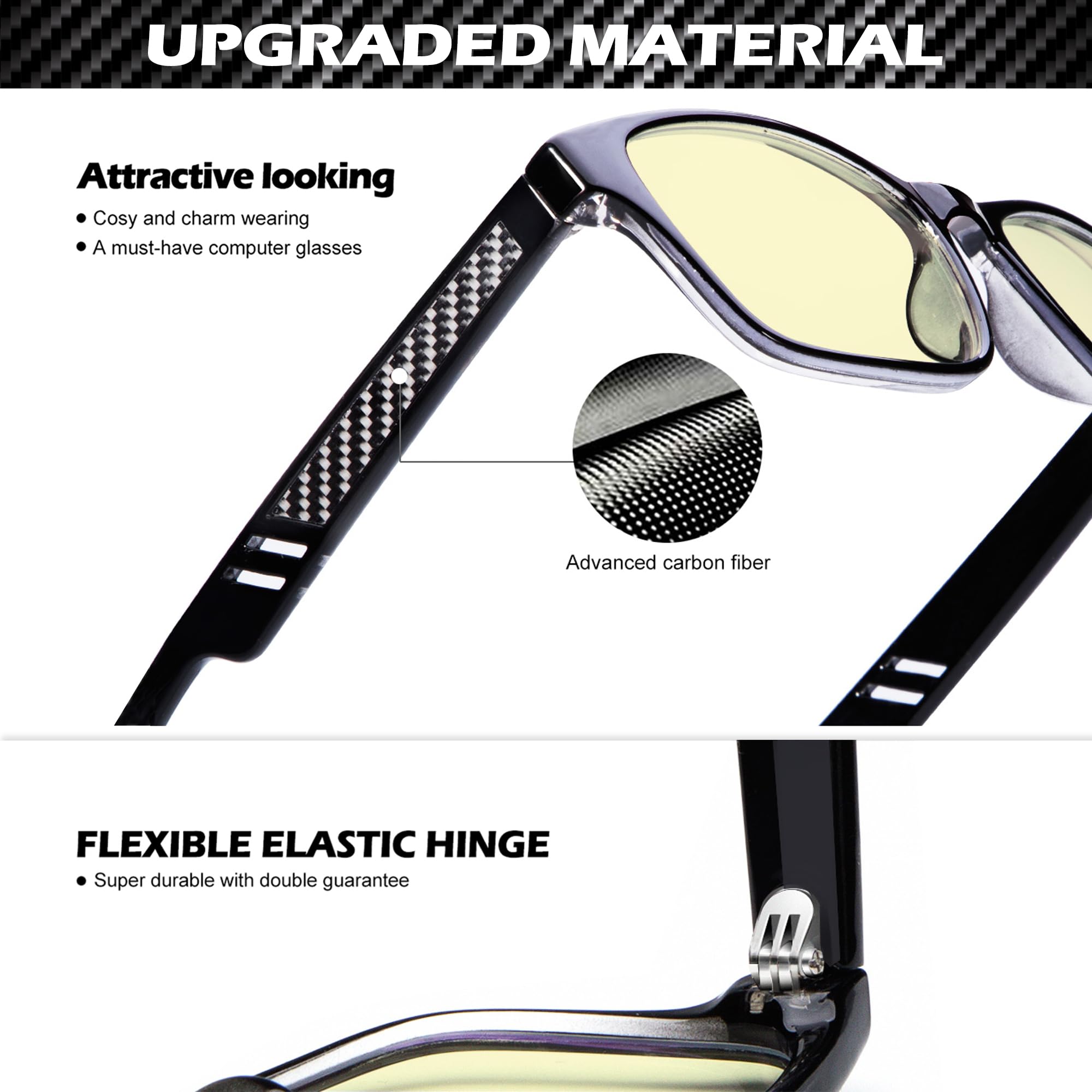 Anyluv Mens Blue Light Glasses Lightweight Anti Blue Light Blocking Computer Gaming Glasses Eyes Protection With Carbon Fiber De