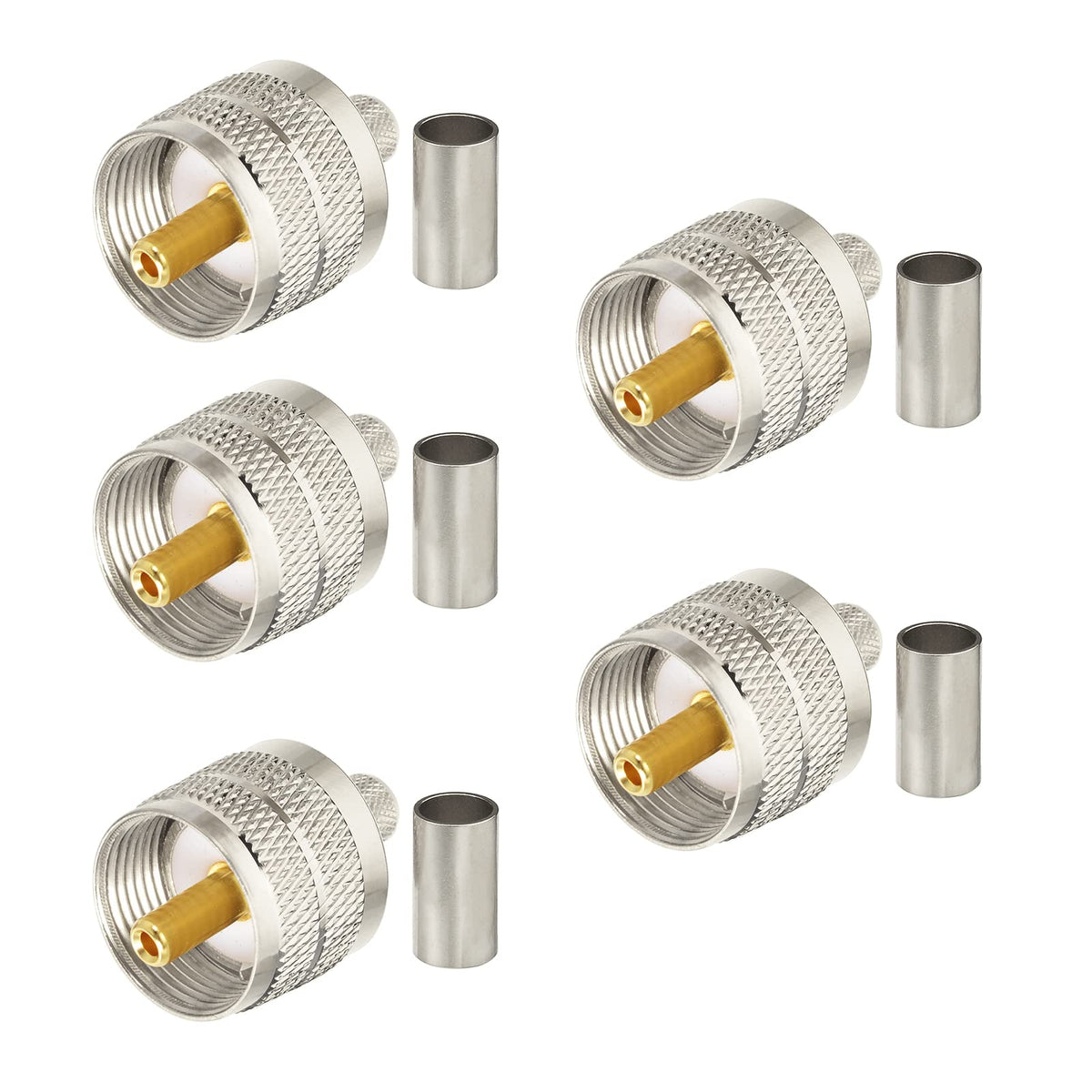 Superbat PL259 Connectors PL259 UHF Male Solder Coaxial Connectors for LMR240 RG8X RG59 RG62 Coax Cable 5pcs
