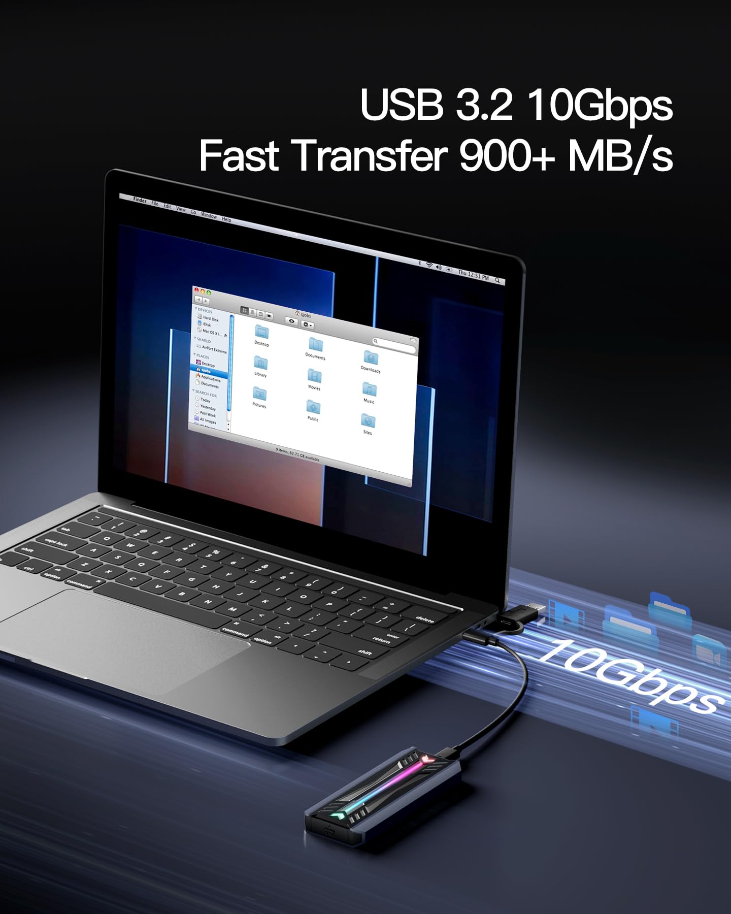 Inateck M.2 Nvme Sata Ssd Enclosure With Rgb,Usb 3.2 Gen 2 (10 Gbps) Enclosure Support Uasp Trim For Nvme/Sata Ssds 2242/2260/22