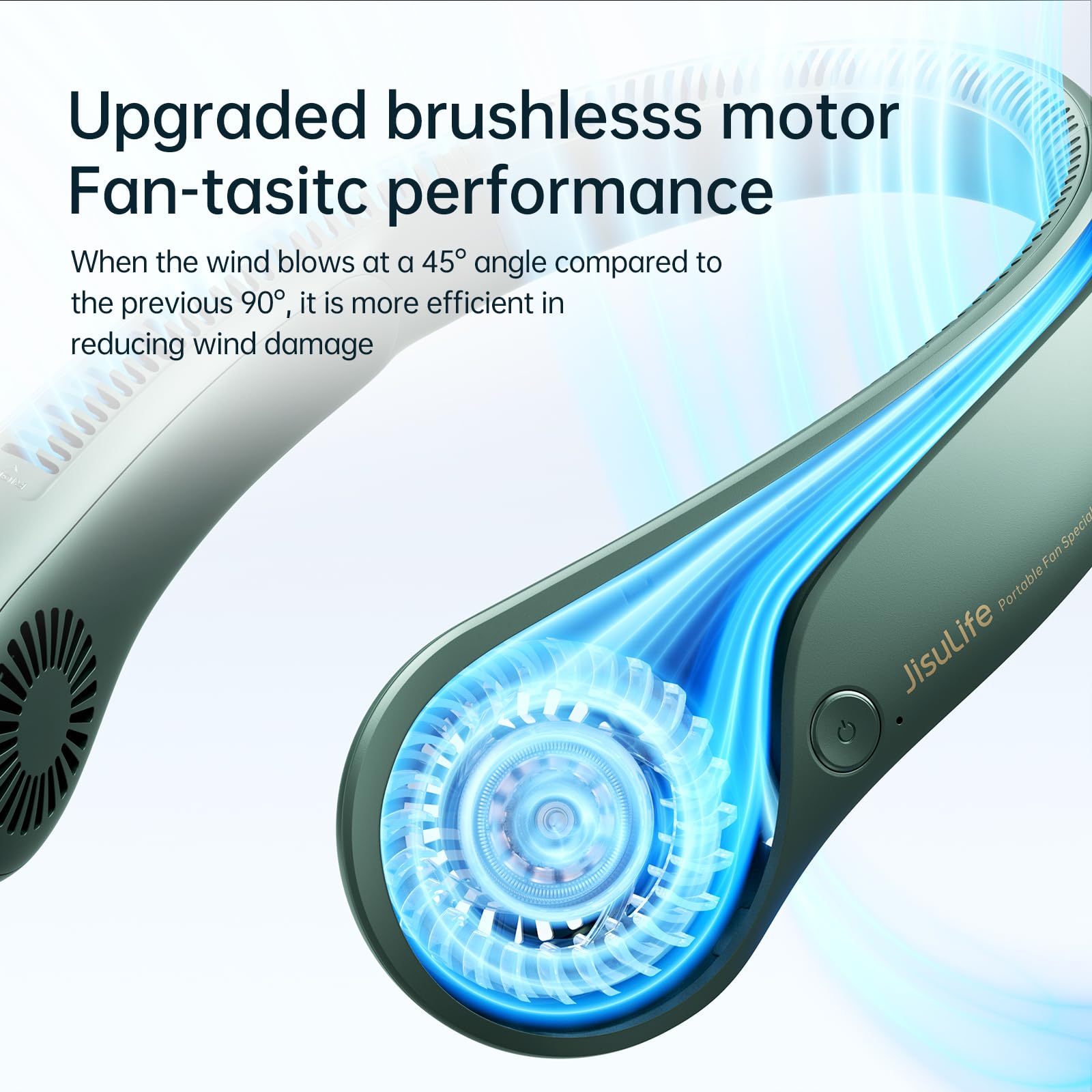 Jisulife Portable Neck Fan, Hands Free Bladeless Fan, 4000 Mah Battery Operated Wearable Personal Fan, Leafless, Rechargeable, H