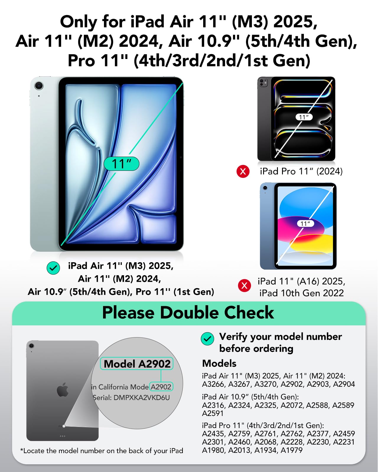 Esr Ipad Air 11 Inch Case With Keyboard (M3/M2, 2025/2024), Ipad Pro 11 (4Th/3Rd/2Nd/1St Gen) & Air 5/4Th Magic Keyboard Case, E